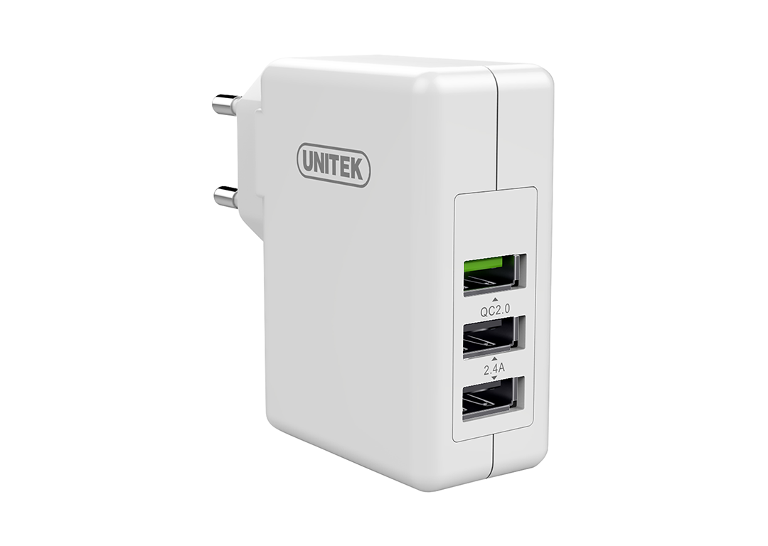 Sạc USB 2.4A + USB QC 2.0 24W UNITEK Y-P537A
