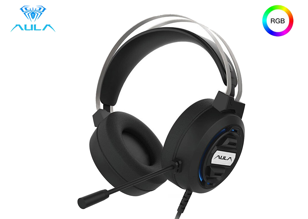 Tai nghe có dây 3.5MM màu đen USB LED RGB AULA S603