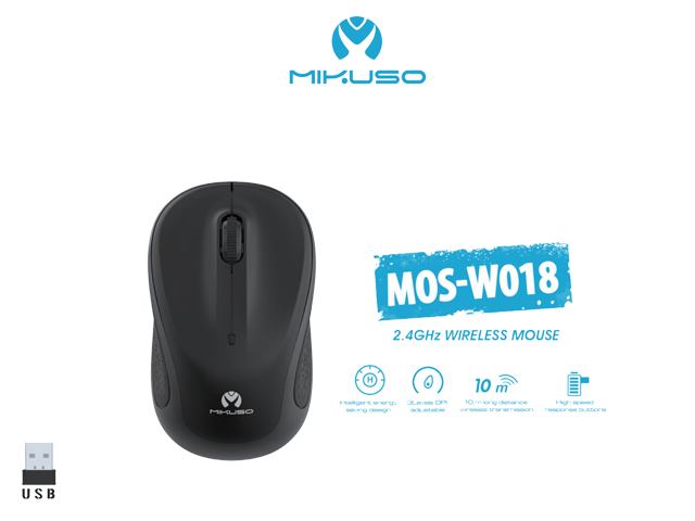 CHUỘT KHÔNG DÂY ĐEN MOS-W018 MIKUSO