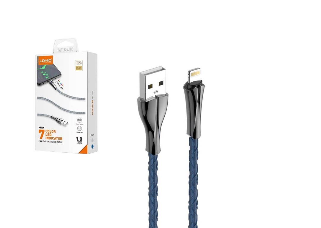 DÂY CÁP SẠC ĐIỆN THOẠI USB RA CỔNG LIGHTNING 2.4A 1M LS461 MÀU XANH , XÁM