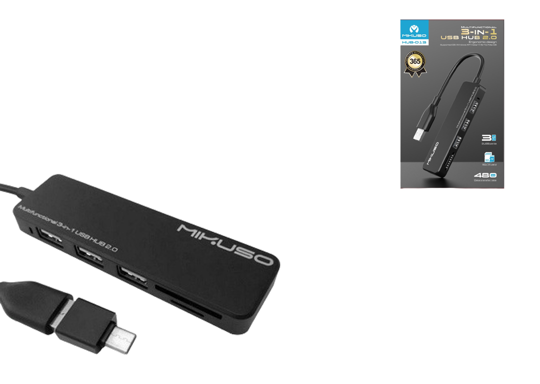 HUB USB/ TYPE-C RA 3 CỔNG USB 2.0 VÀ TF/SD  HUB-013 MIKUSO