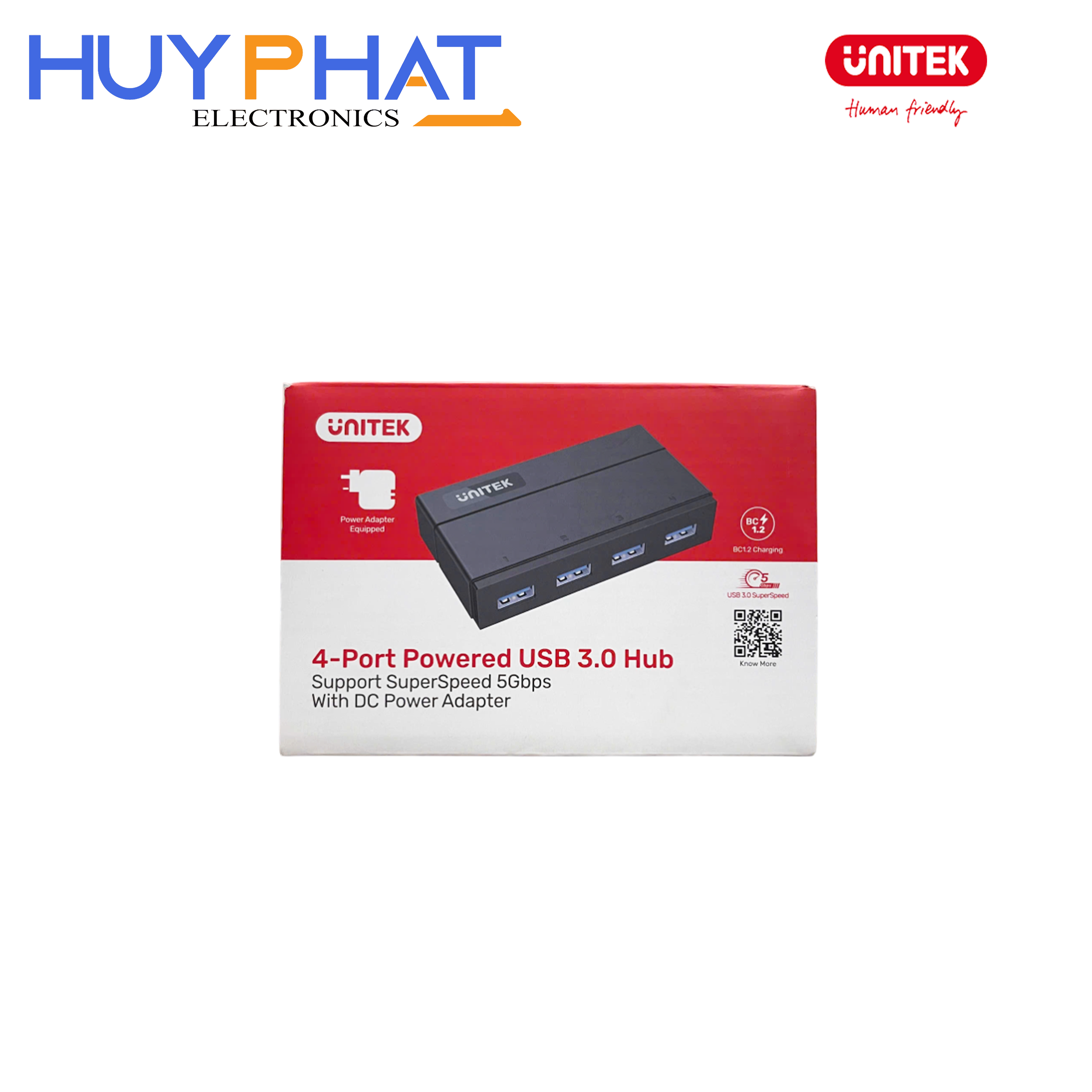 Hub chia 4 cổng USB3.0 kèm nguồn UNITEK Y-HB03001