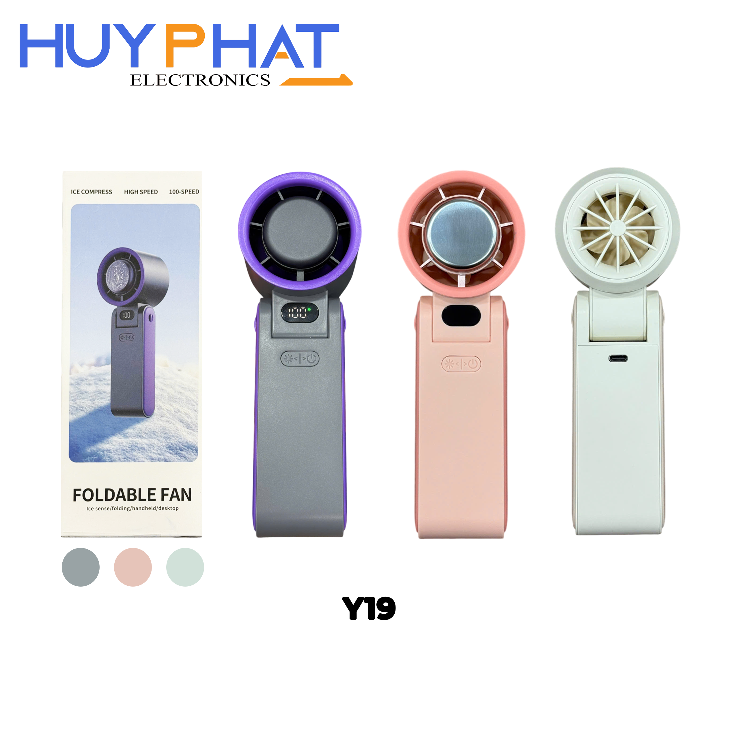 Quạt gập cầm tay chế độ làm mát sò lạnh 3 màu Y19