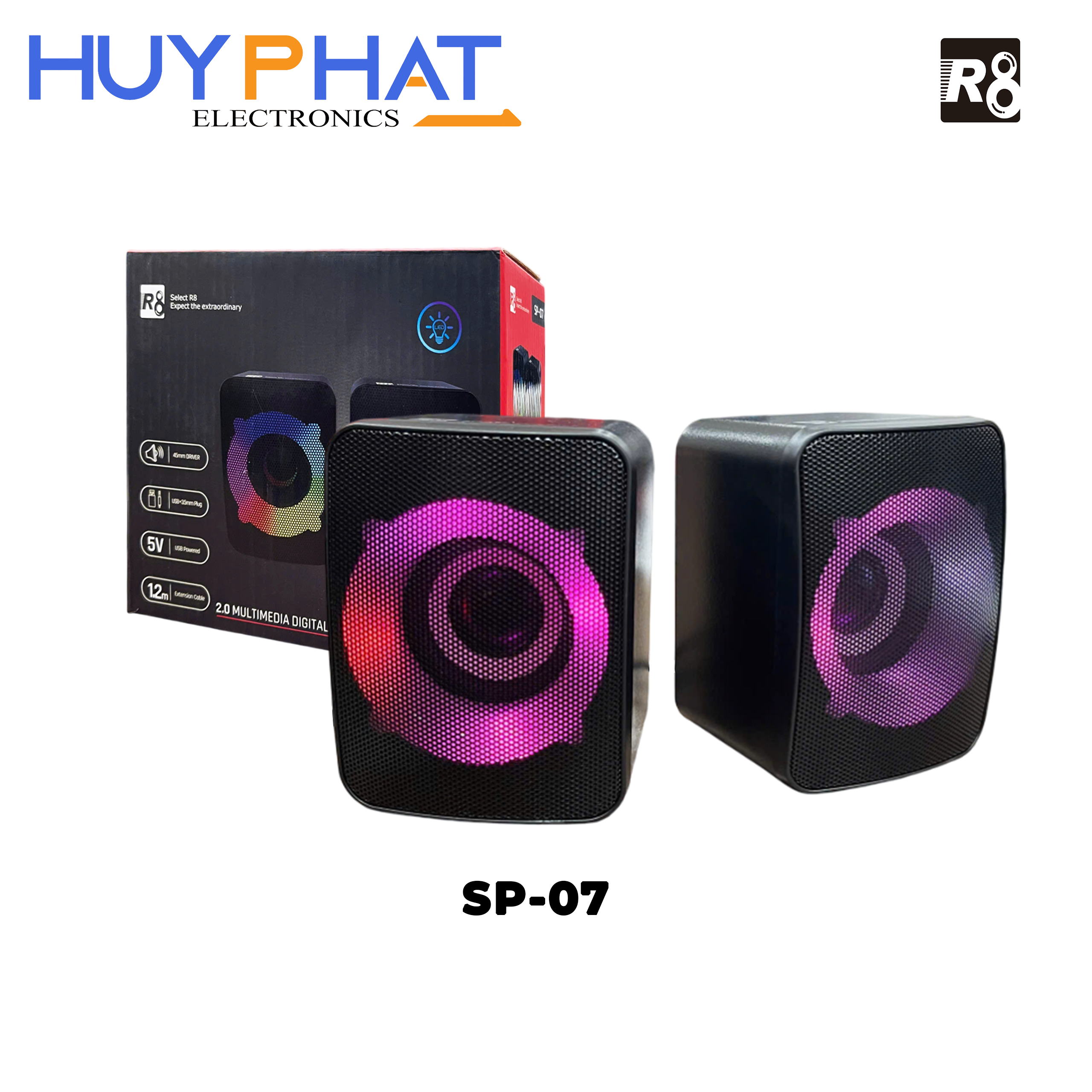 Loa đôi đa phương tiện 2.0 có RGB công suất 3W x 2 R8 SP-07