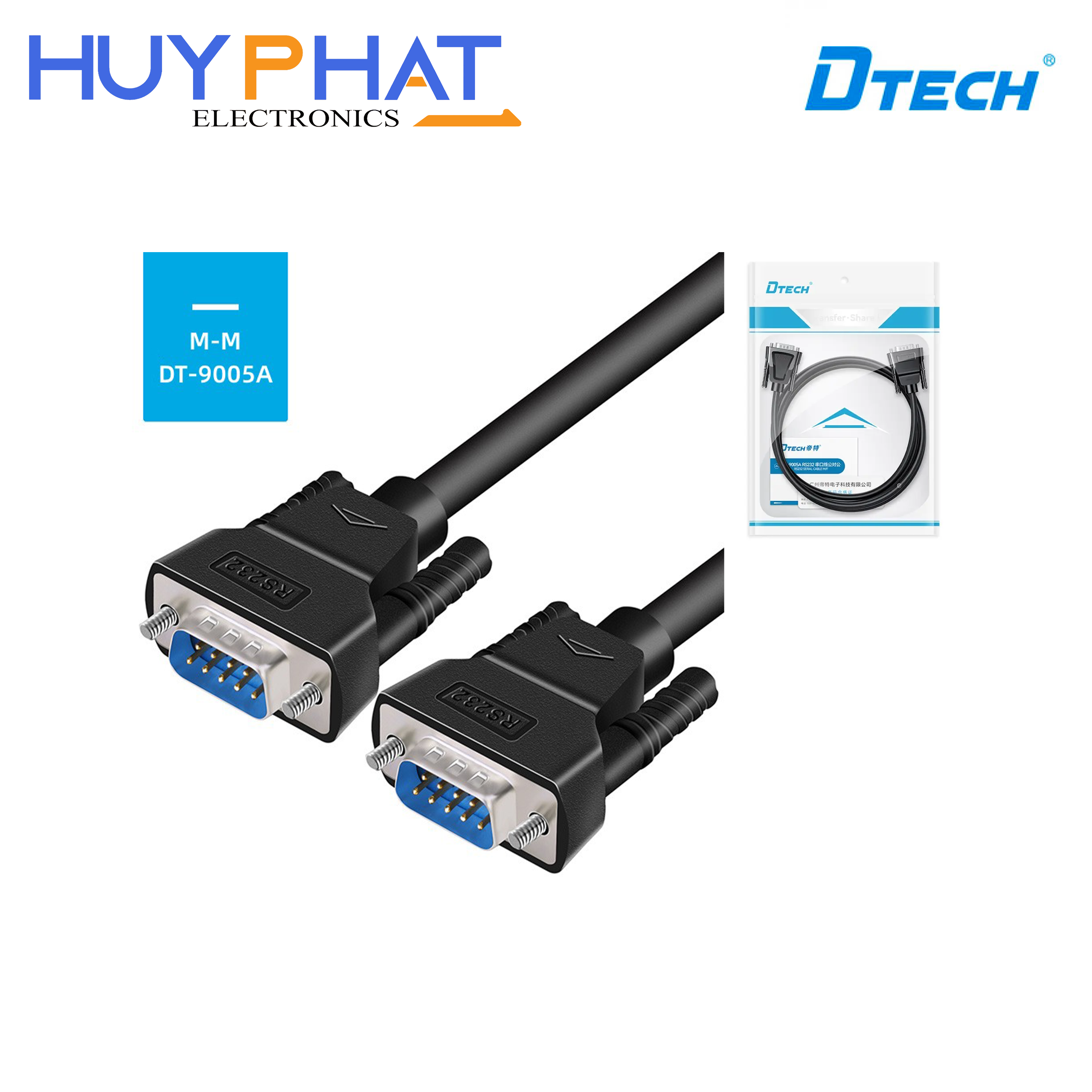 Cáp nối tiếp DB9 RS232 M/M dài 1.5M DTECH DT-9005A