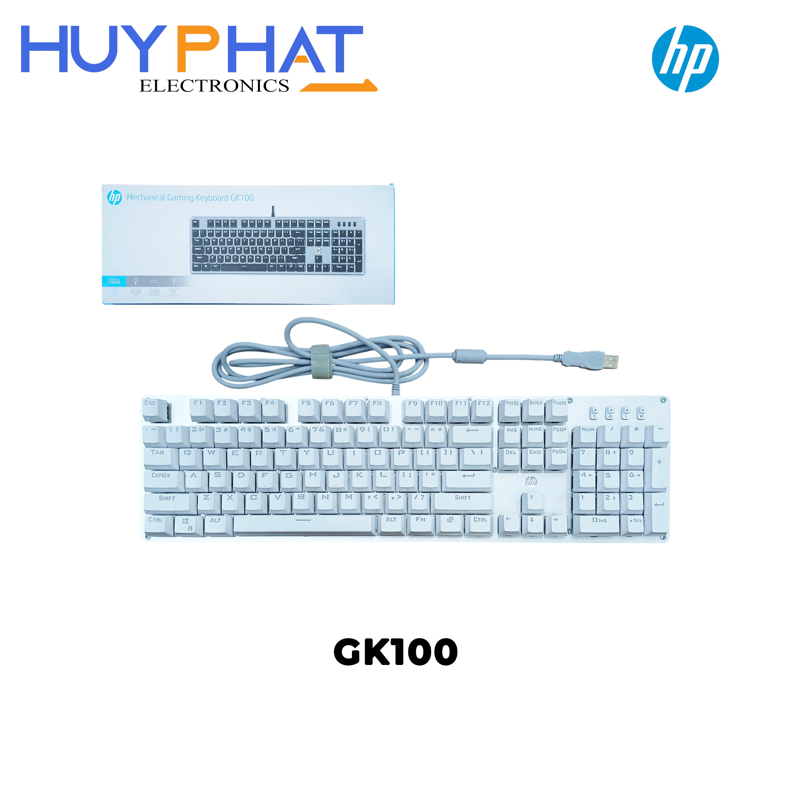 Bàn phím led Blue Switch có dây màu trắng HP GK100