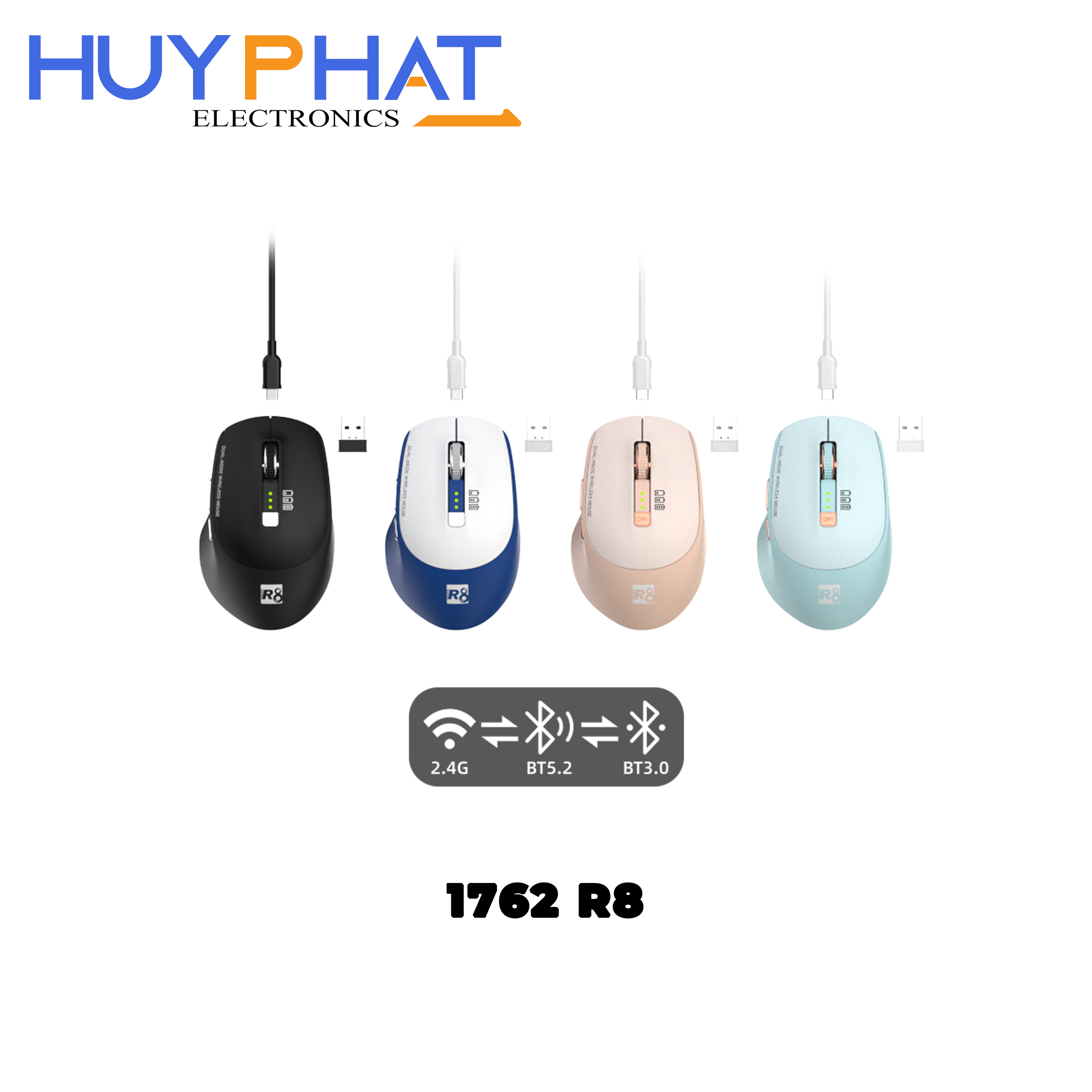 Chuột Dual-Mode BT/2.4Ghz pin sạc R8 1762