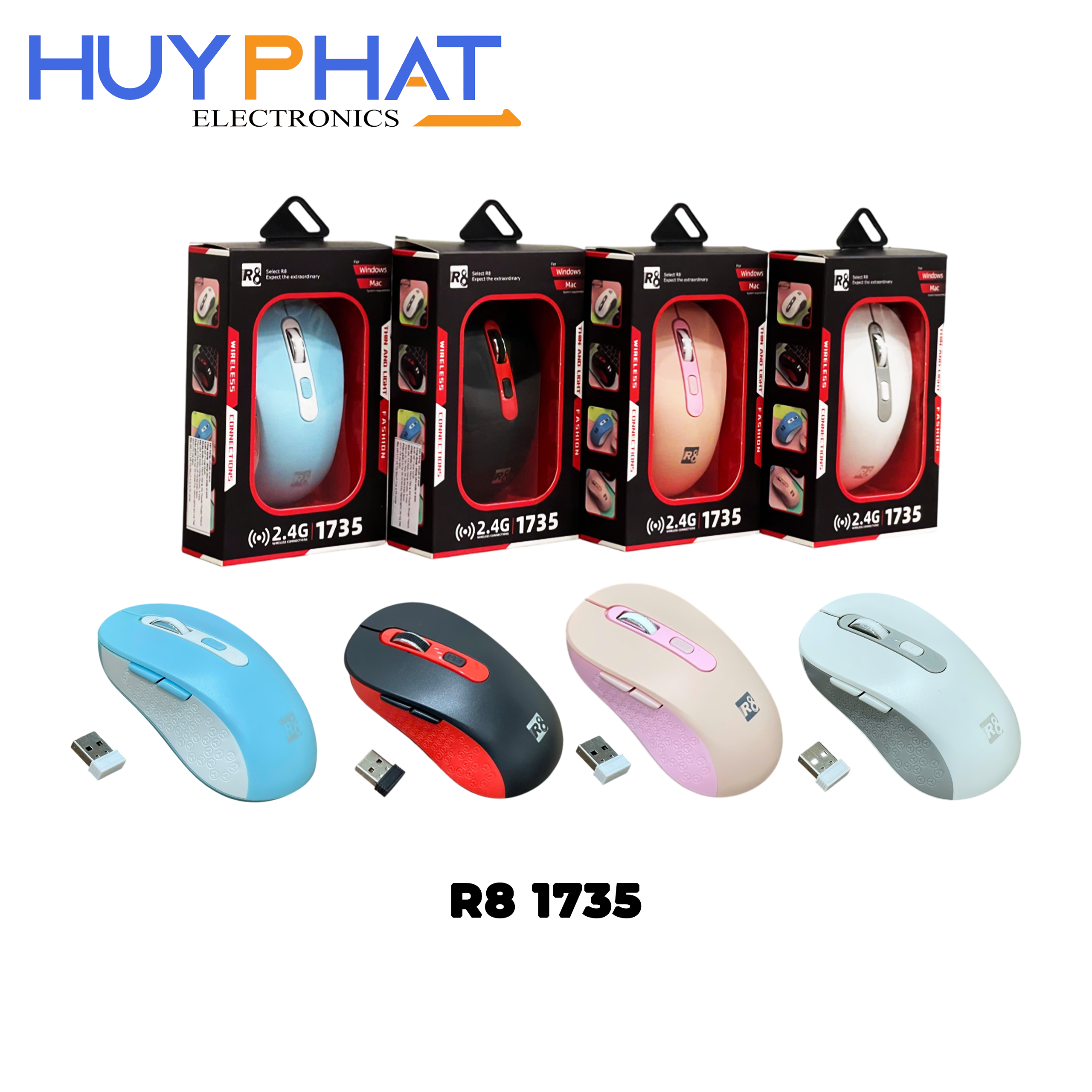 Chuột Single-Mode không dây 2.4G 4 màu R8 1735