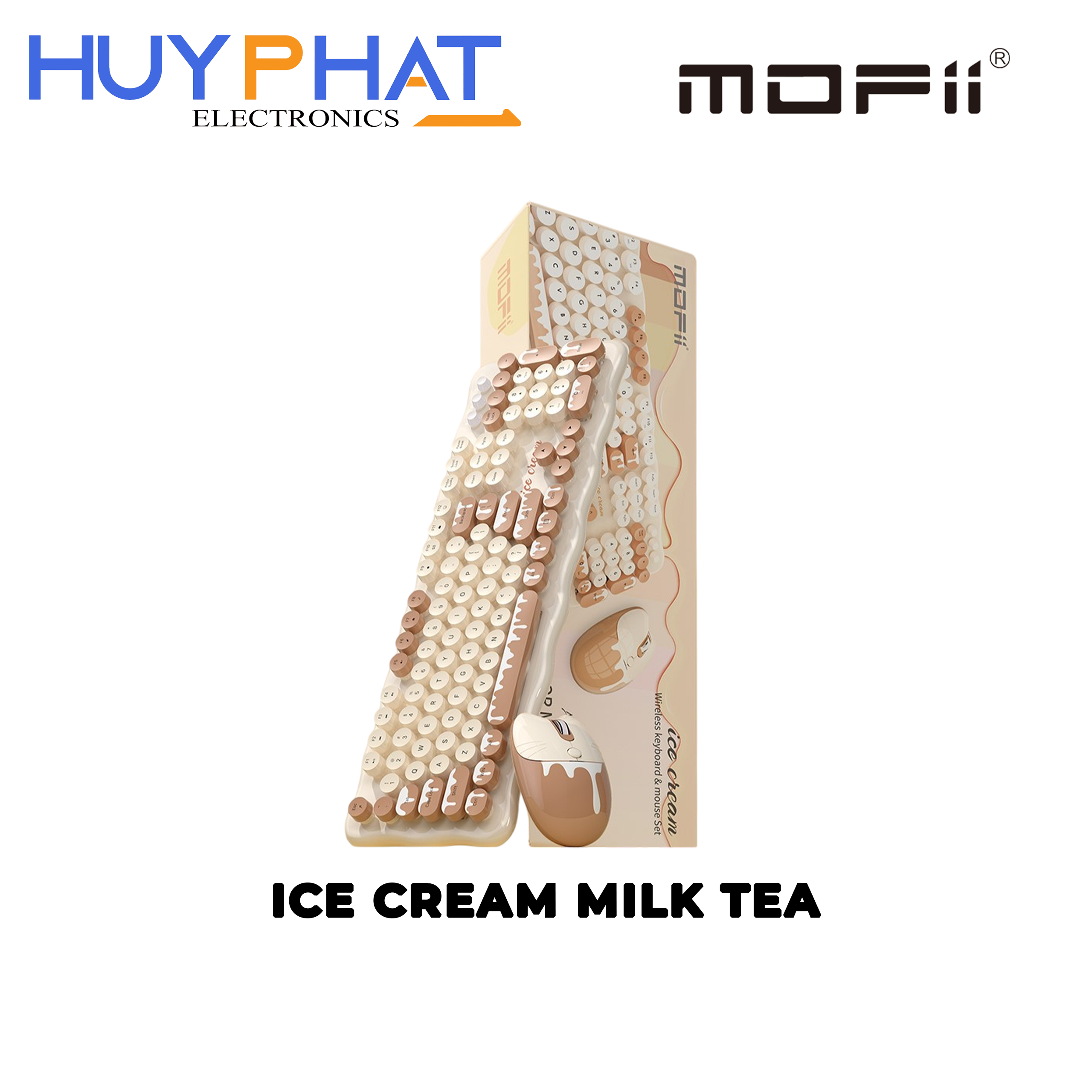 Combo phím chuột không dây 2.4G màu trà sữa MOFII ICE CREAM