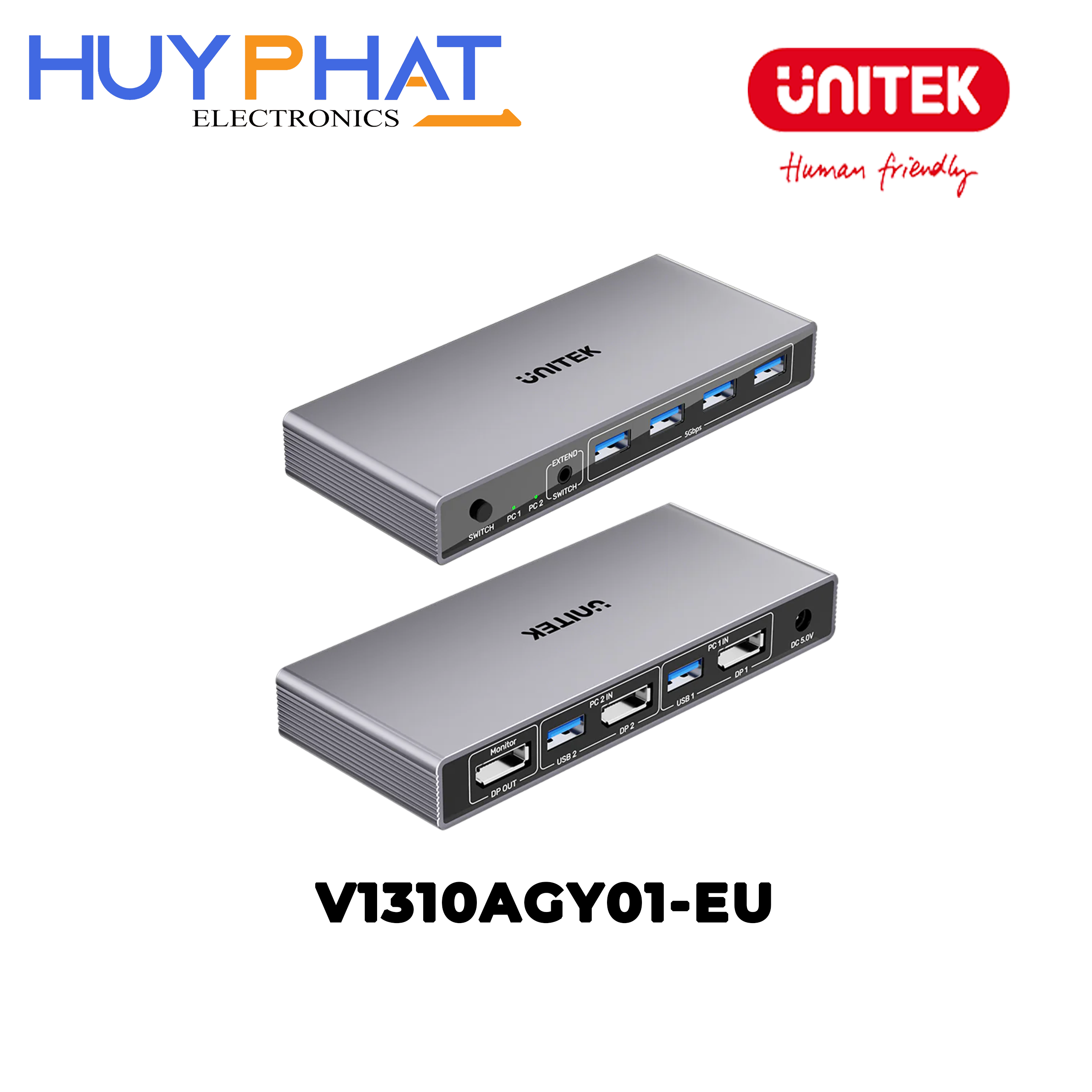 Bộ chuyển mạch 3 cổng KVM DP 5Gbps lên đến 8K@60Hz UNITEK V1310AGY01-EU
