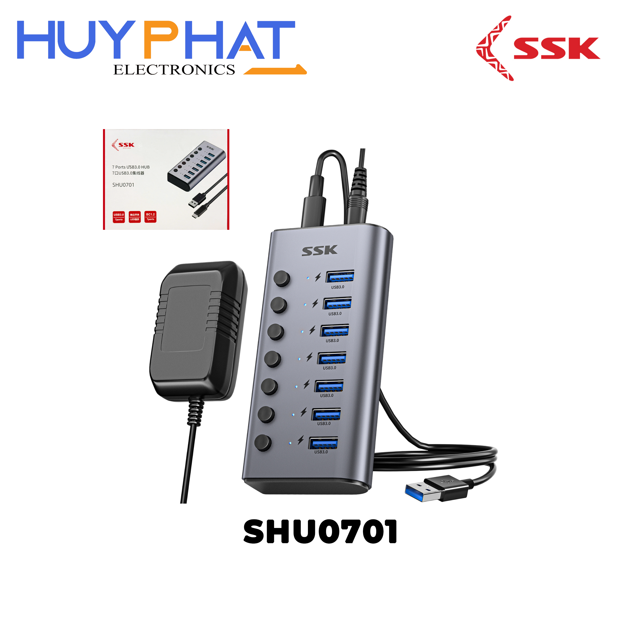 Hub chia 7 cổng USB3.0 SSK SHU0701