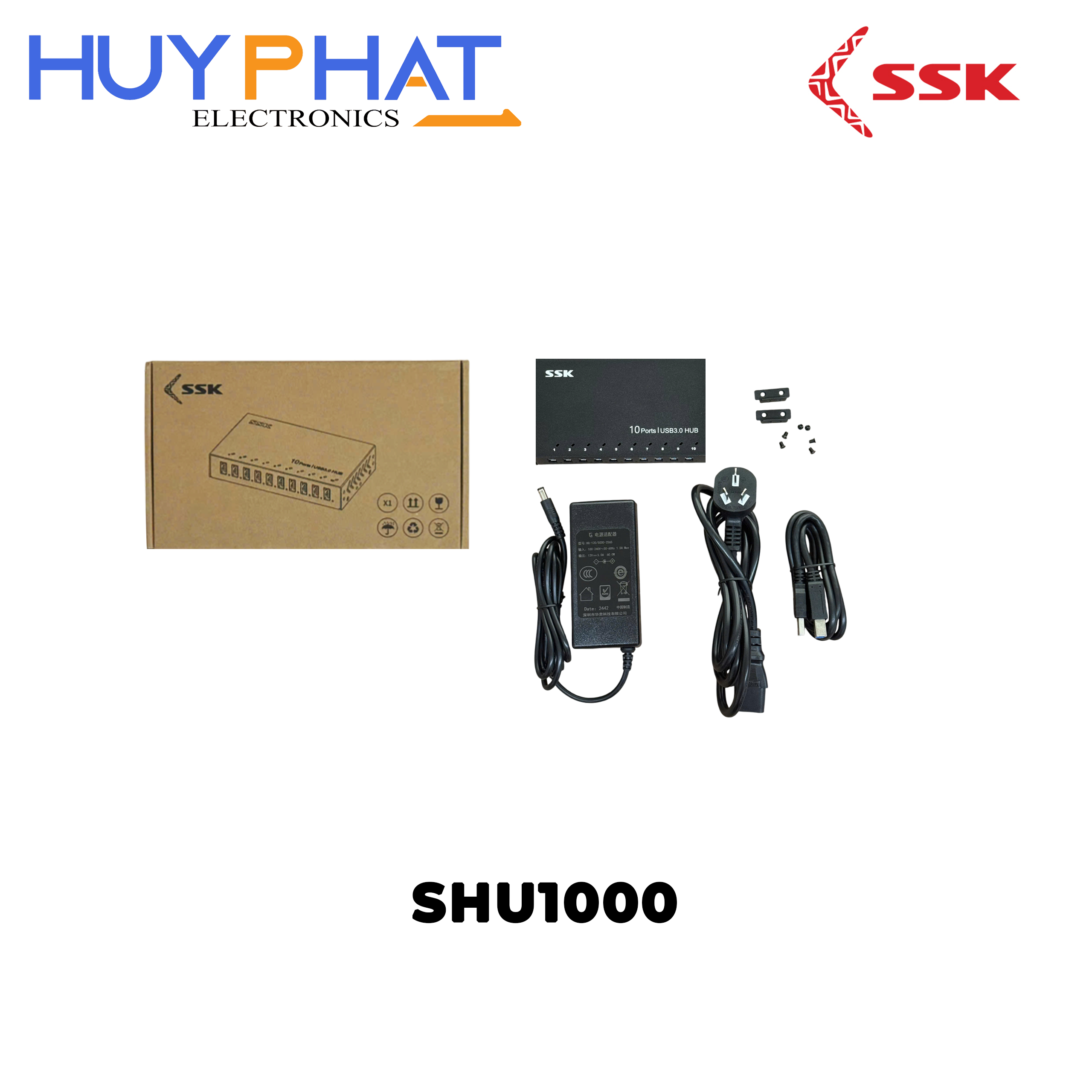 Hub chia 10 cổng USB3.0 SSK SHU1000