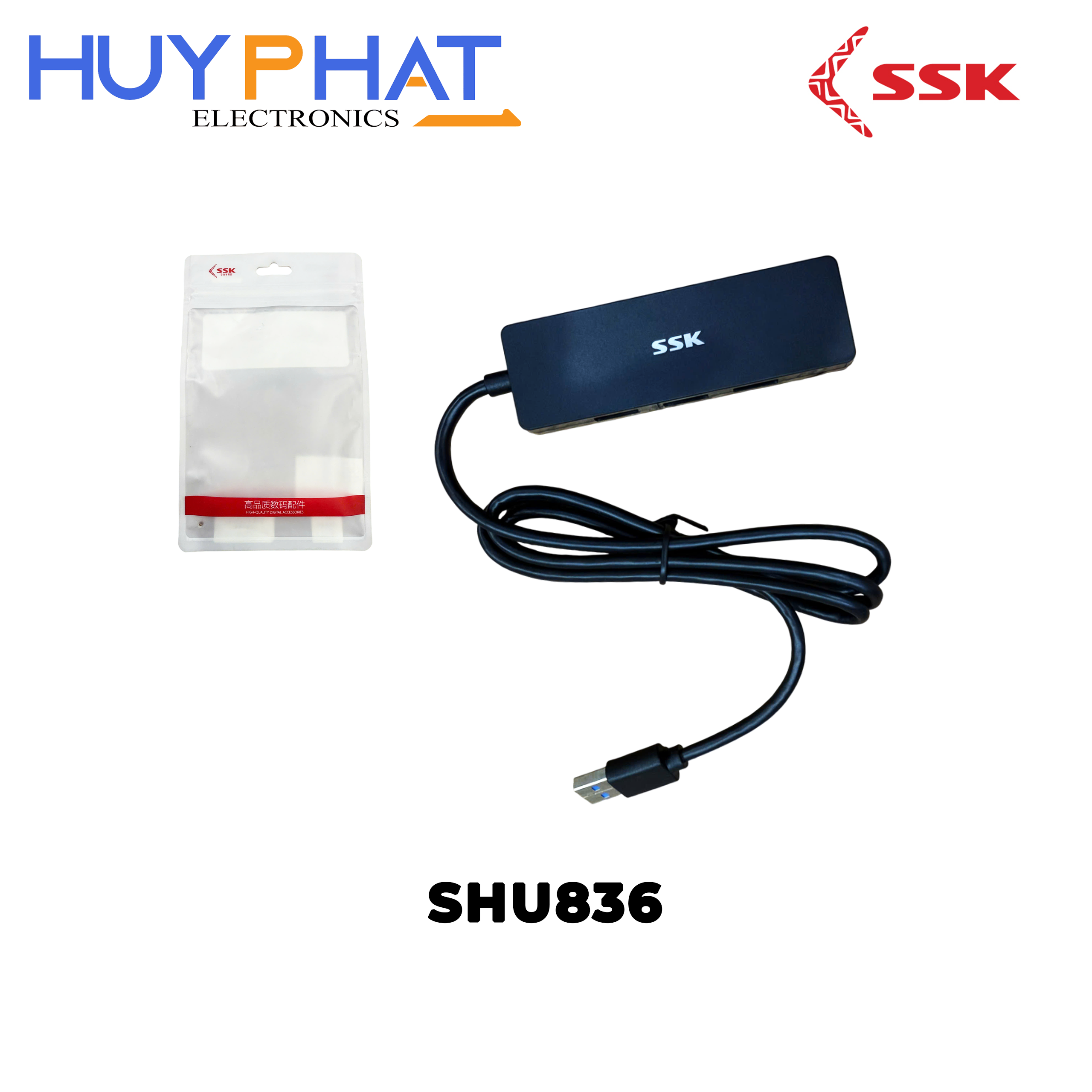Hub 4 cổng USB 3.0 cáp dài 1M SSK SHU836