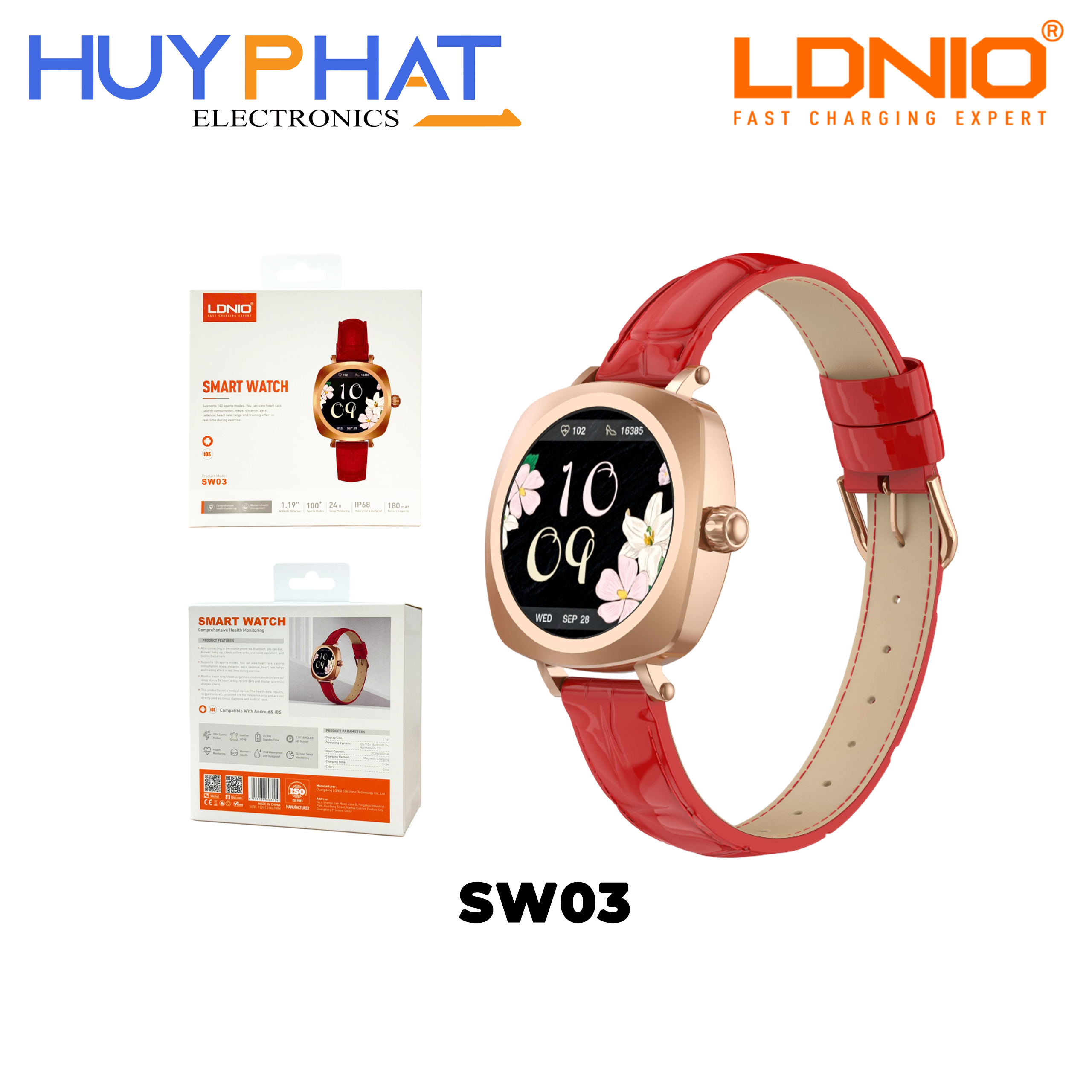 Đồng hồ thông minh IP68 180mAh LDNIO SW03