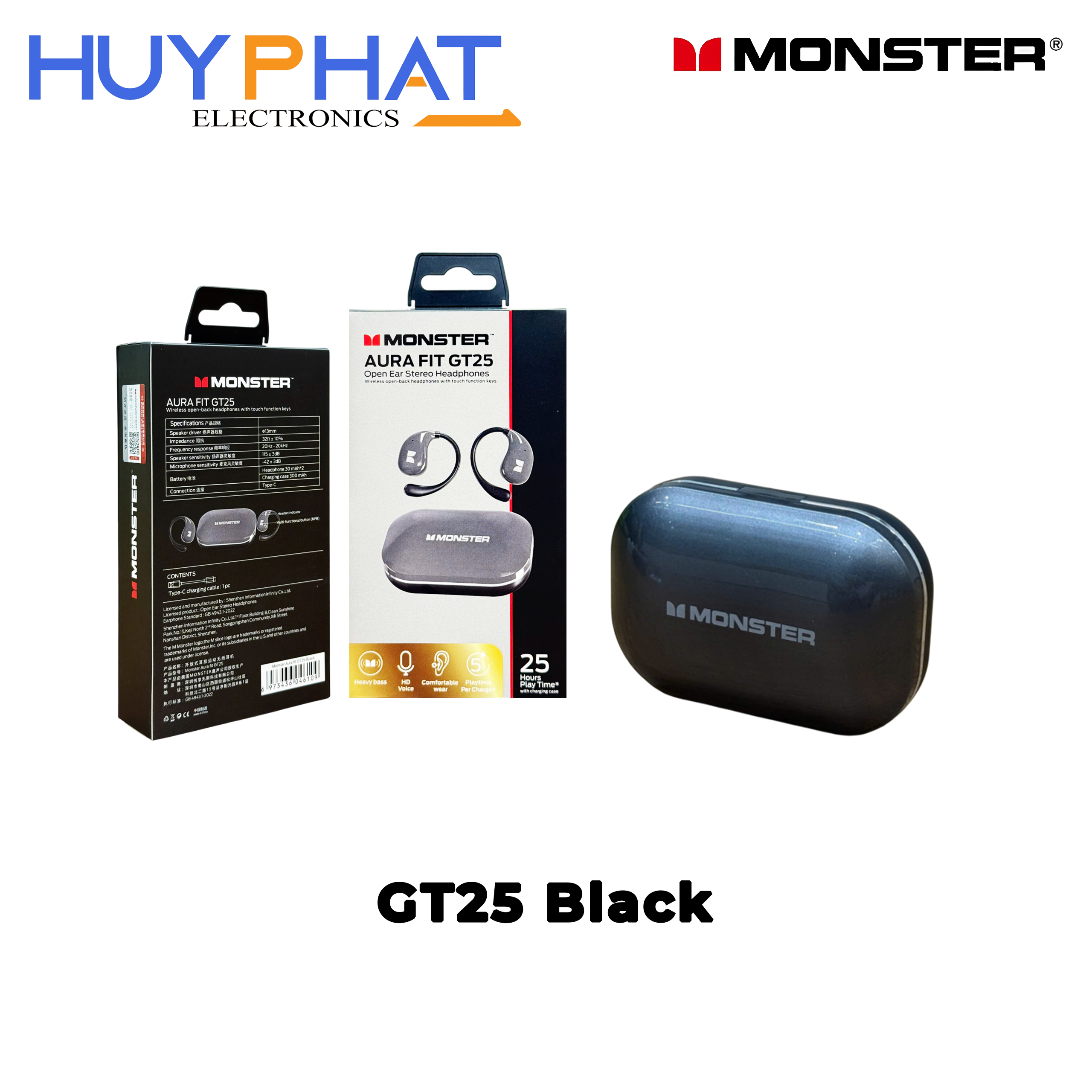 Tai nghe  BT5.3 màu đen MONSTER GT25