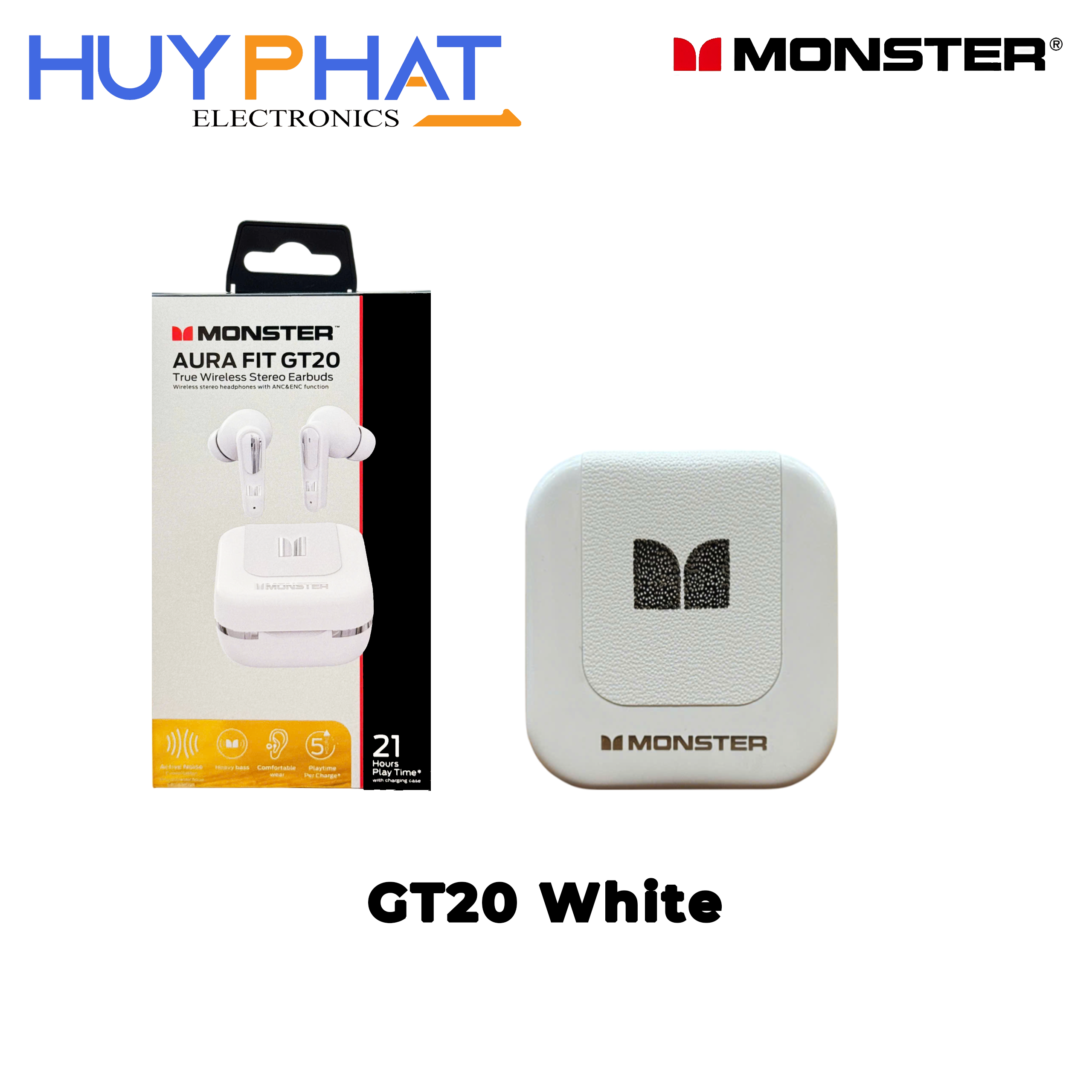 Tai nghe BT5.3 màu trắng MONSTER GT20
