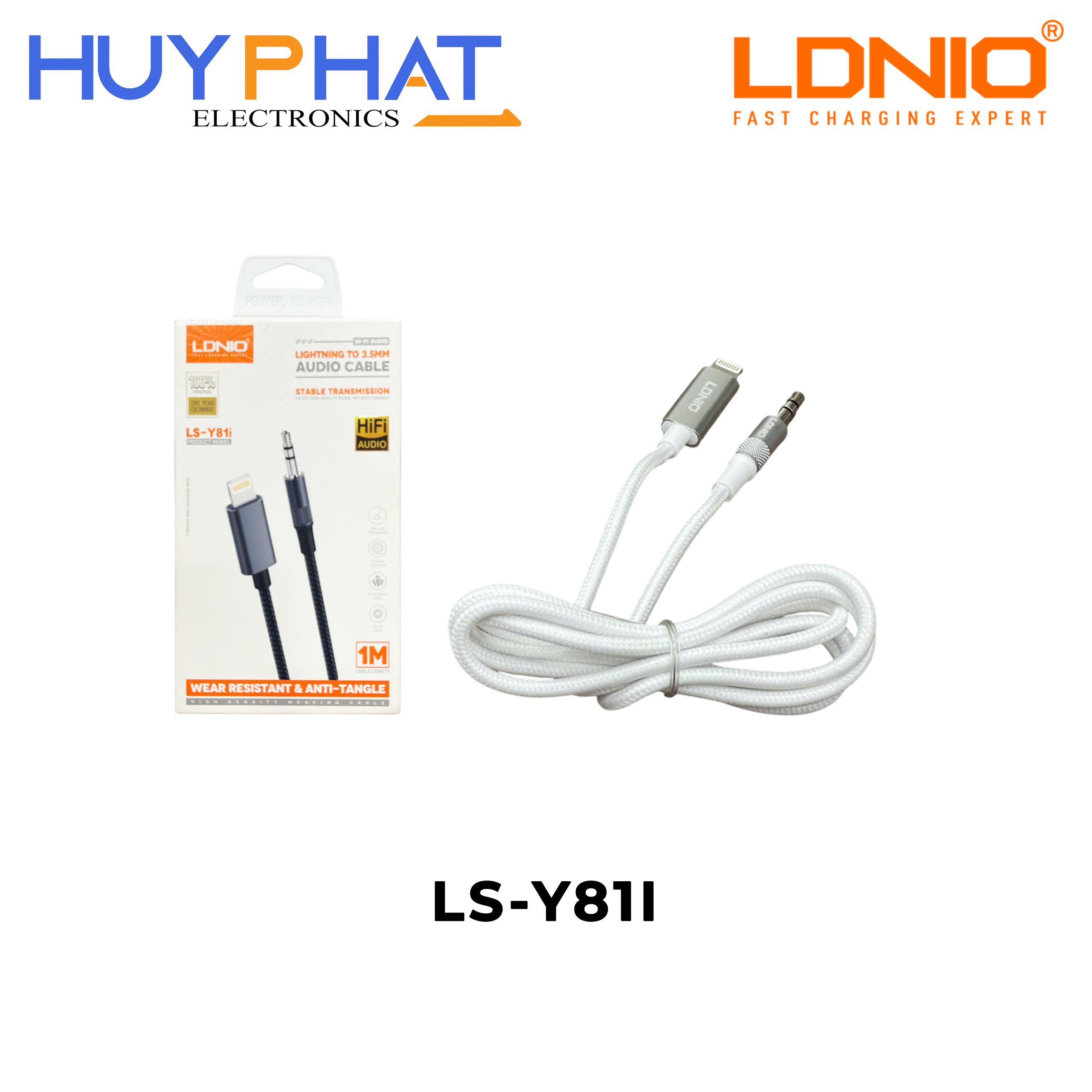 Cáp Lightning -> 3.5mm màu trắng dài 1M LDNIO LS-Y81I