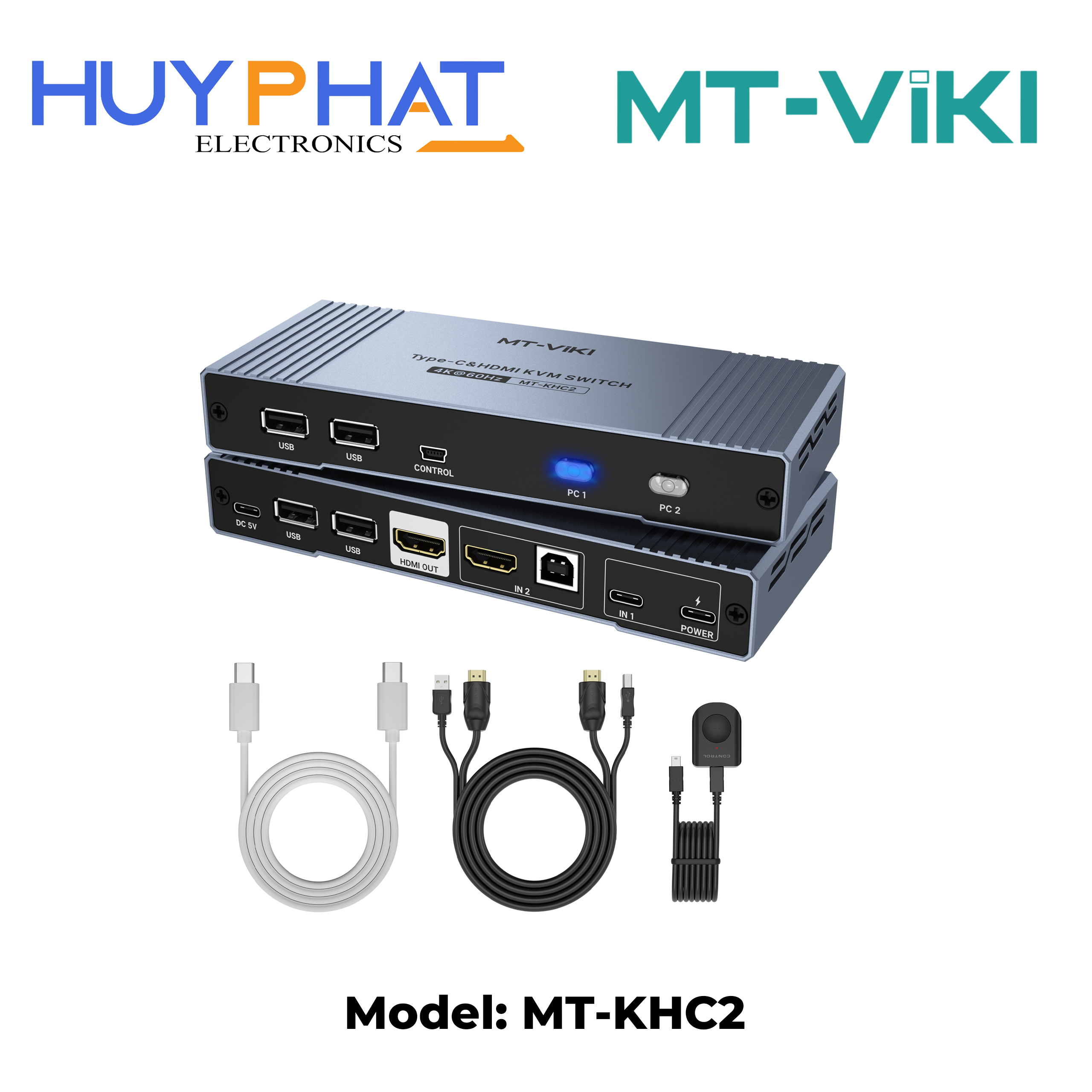 Bộ chuyển mạch KVM HDMI + Type-C MT-VIKI MT-KHC2