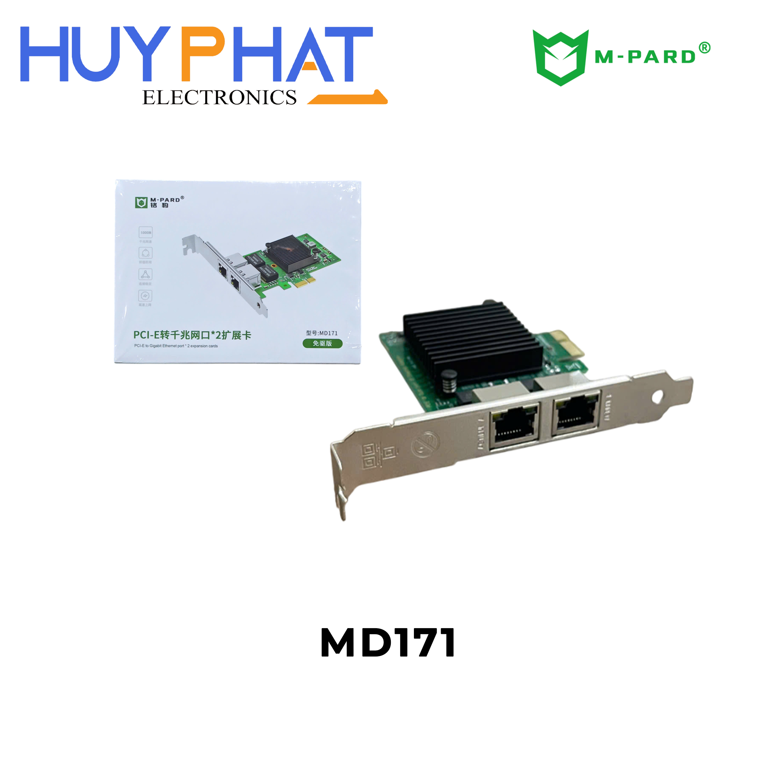 Card PCI-E -> 2 port LAN 1000mbps M-PARD MD171
