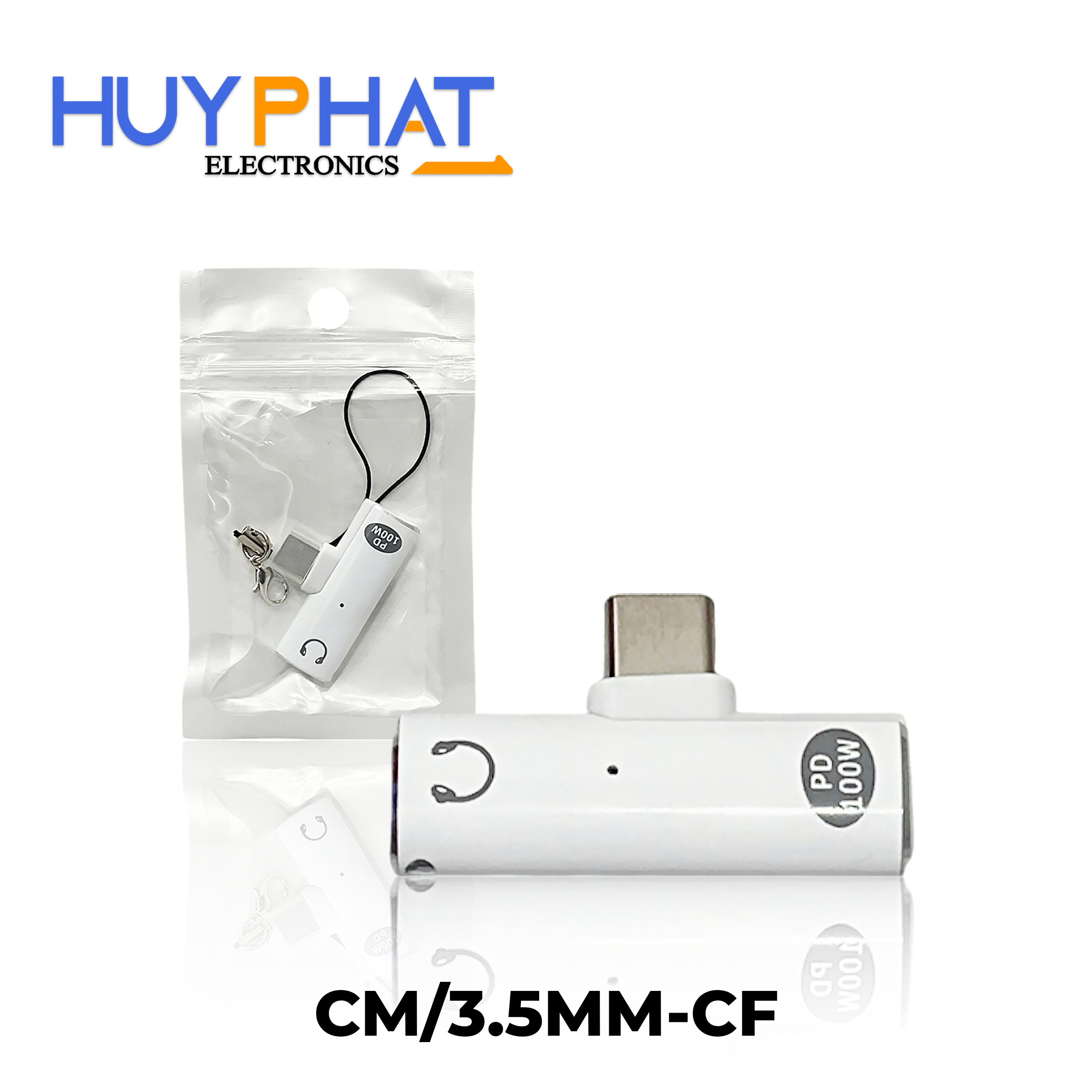 Đầu đổi TypeC -> Tai nghe 3.5mm + PD White CM/3.5MM-CF