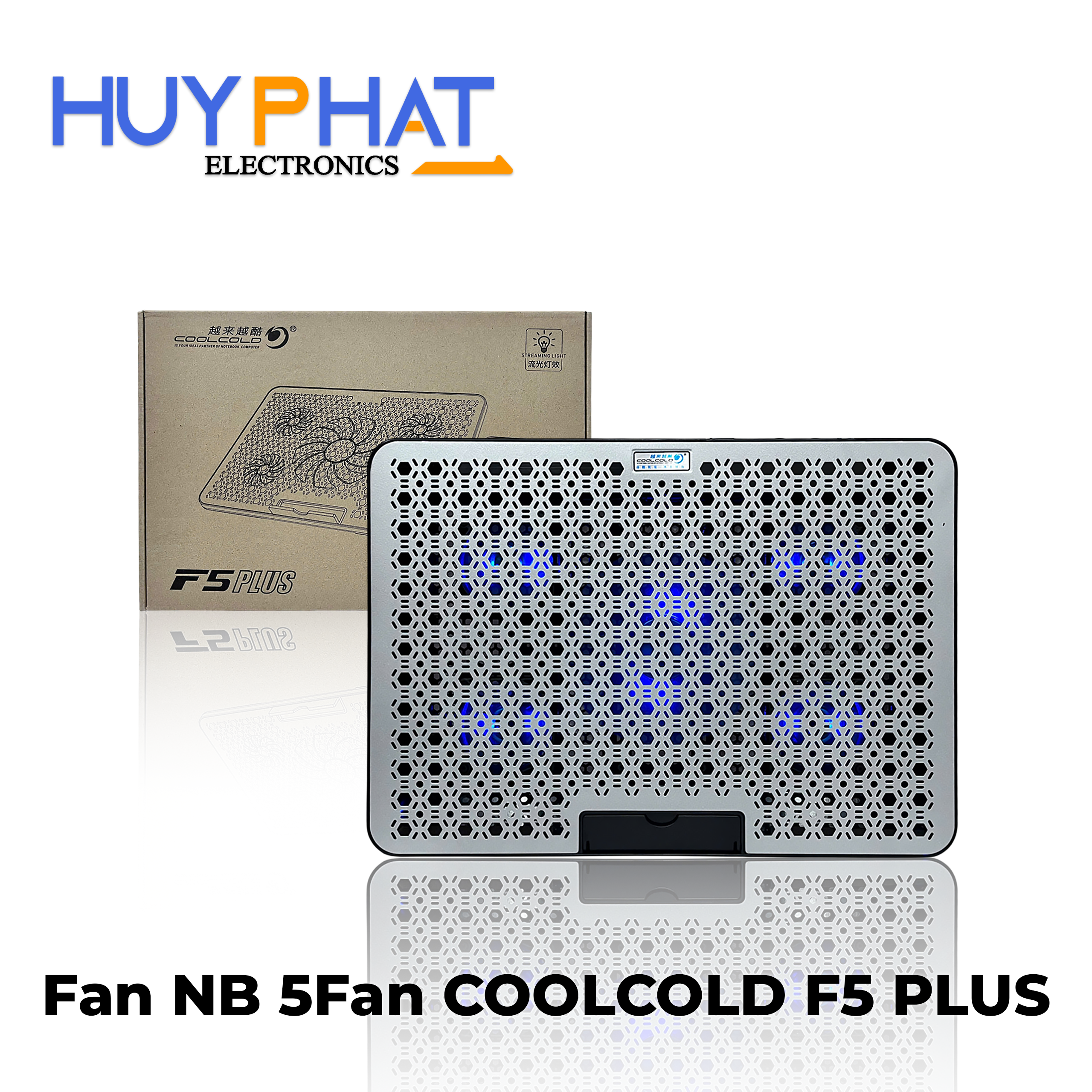 Fan NB 15inch 5Fan RGB + giá đỡ điện thoại COOLCOLD F5 PLUS