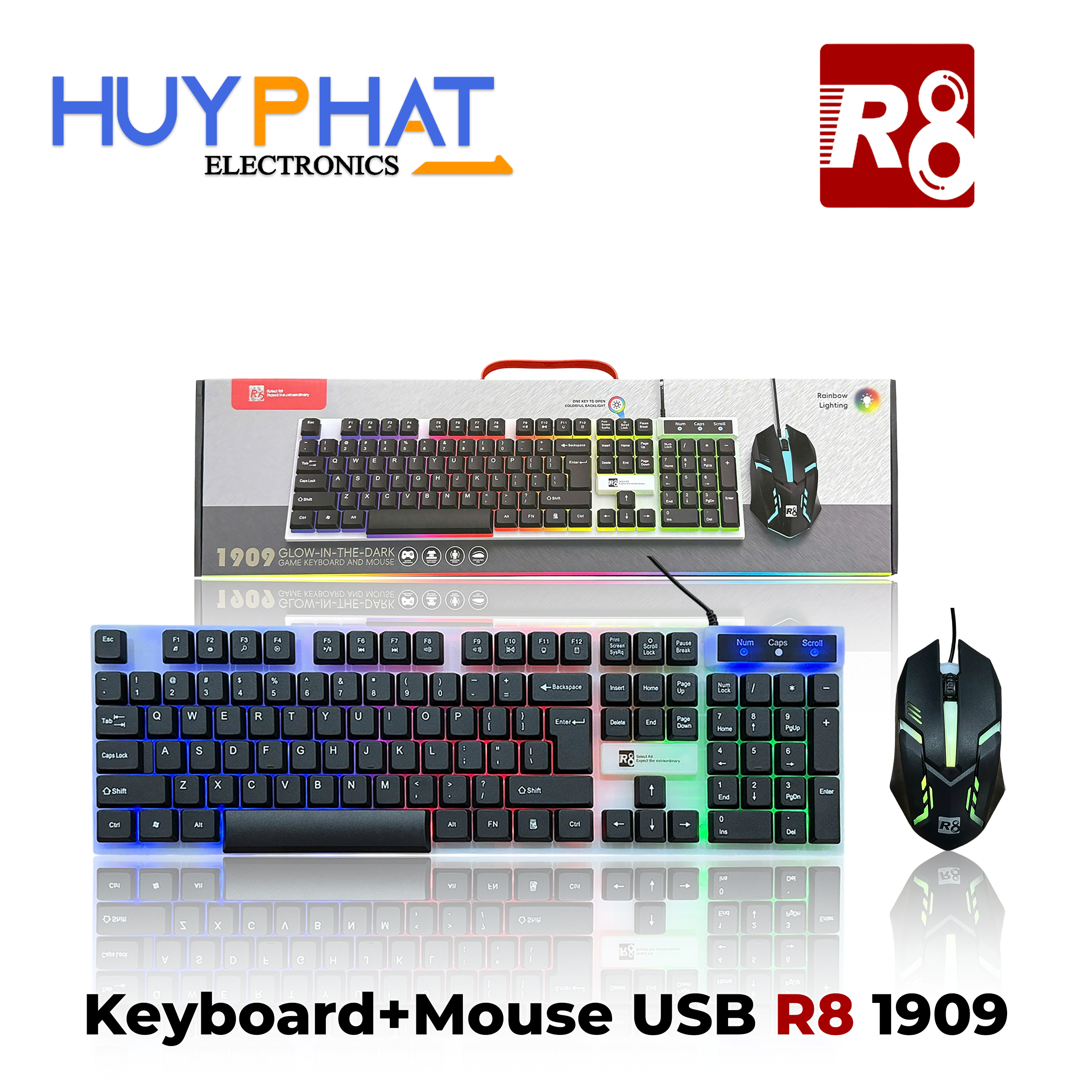 Bàn phím và chuột có dây USB LED R8 1909