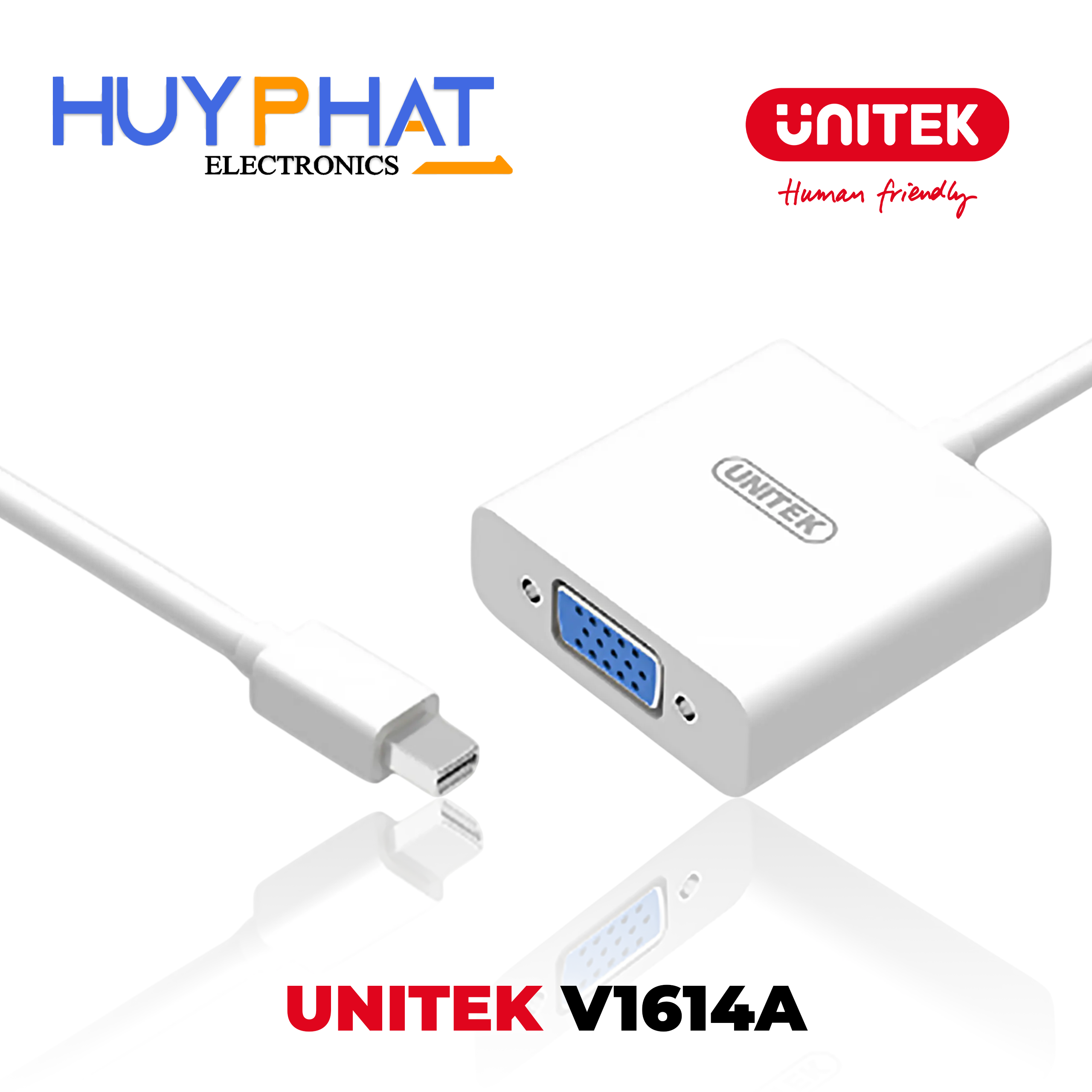 Bộ chuyển đổi Mini DisplayPort (M) -> VGA (F) 1080p@60Hz UNITEK V1614A