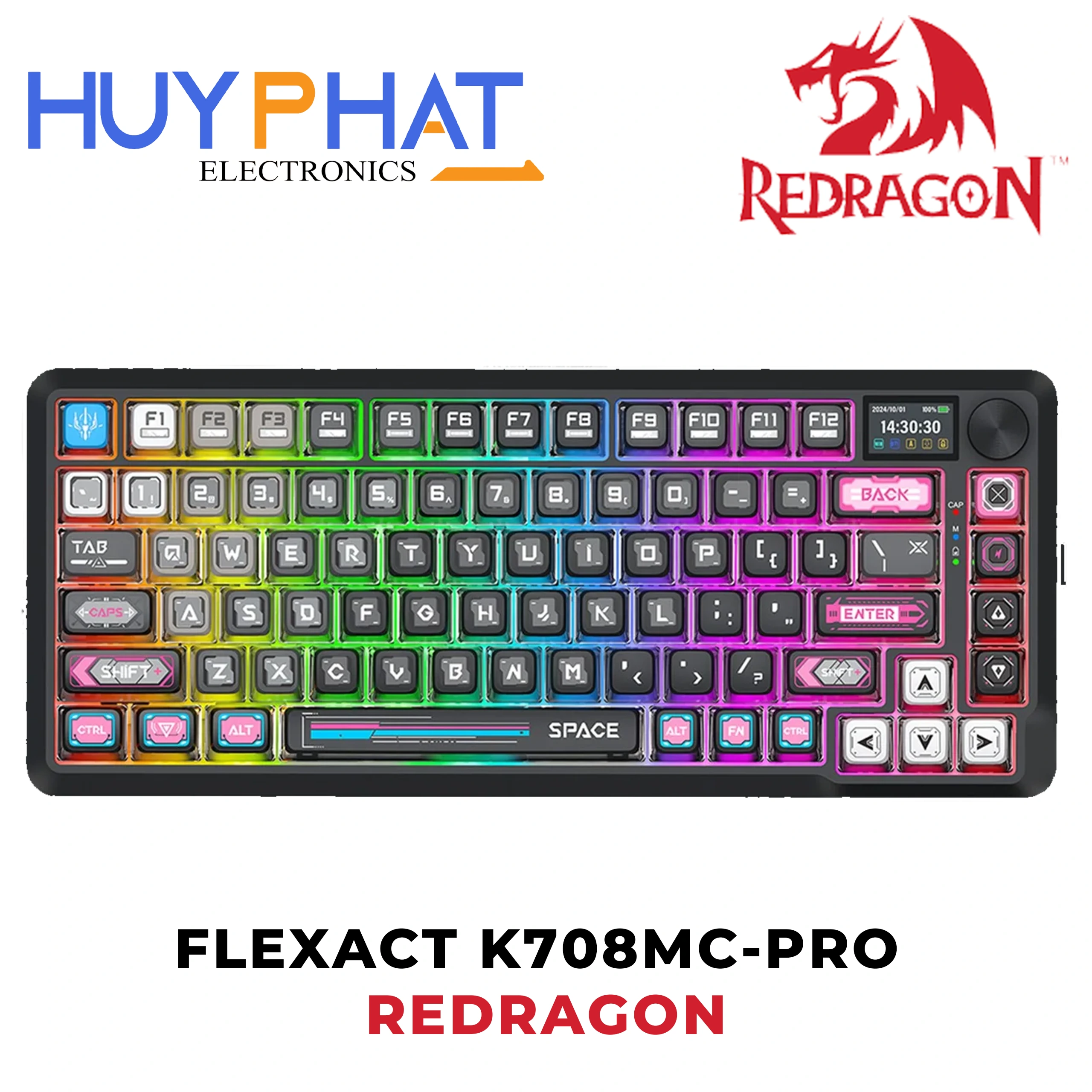 Bàn phím cơ gaming 3 chế độ REDRAGON K708MC RGB PRO TKL