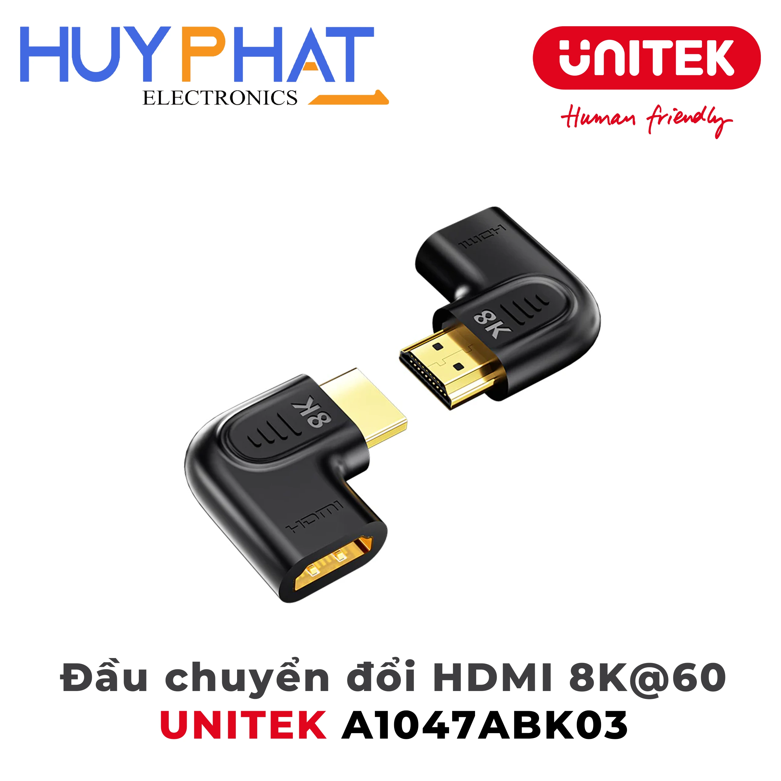 Đầu chuyển đổi HDMI 8K@60Hz đổi góc UNITEK A1047ABK03