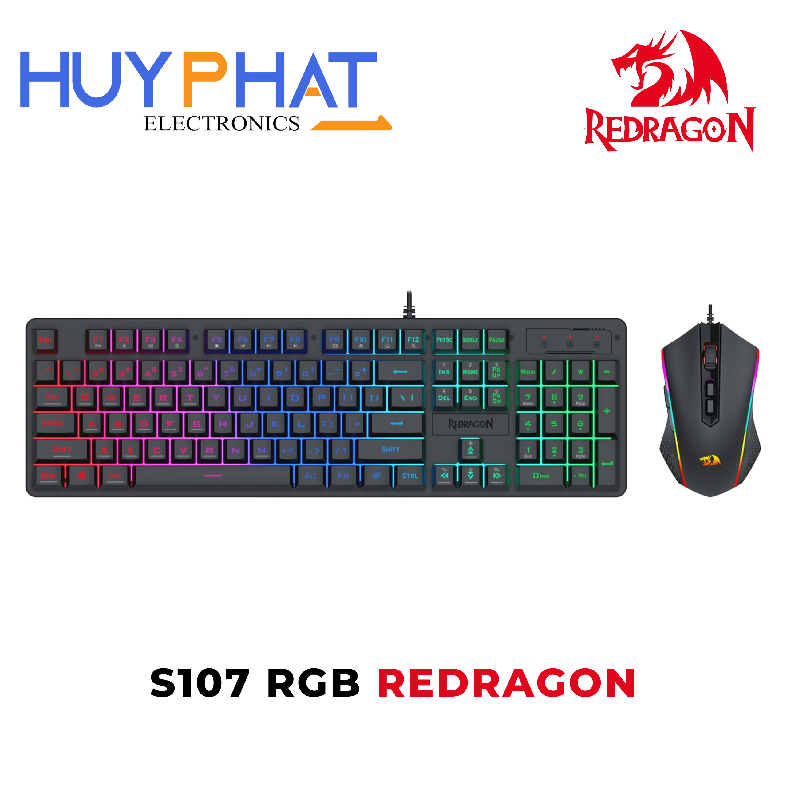 Bộ bàn phím và chuột chơi game có dây REDRAGON S107 RGB