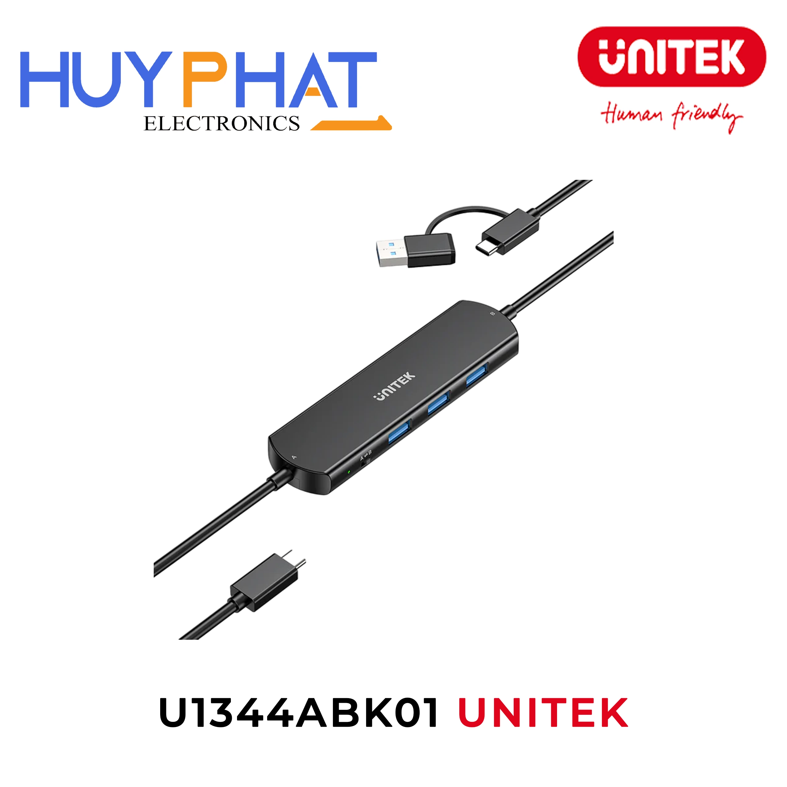 Hub chia USB KVM 10Gbps UNITEK U1344ABK01