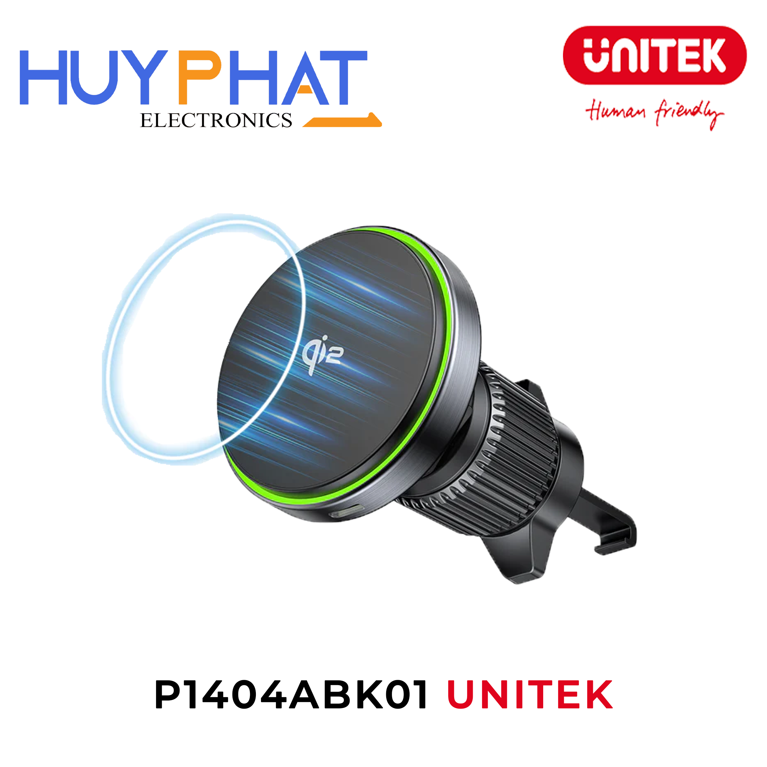 Bộ sạc ô tô không dây từ tính Qi2 UNITEK P1404ABK01