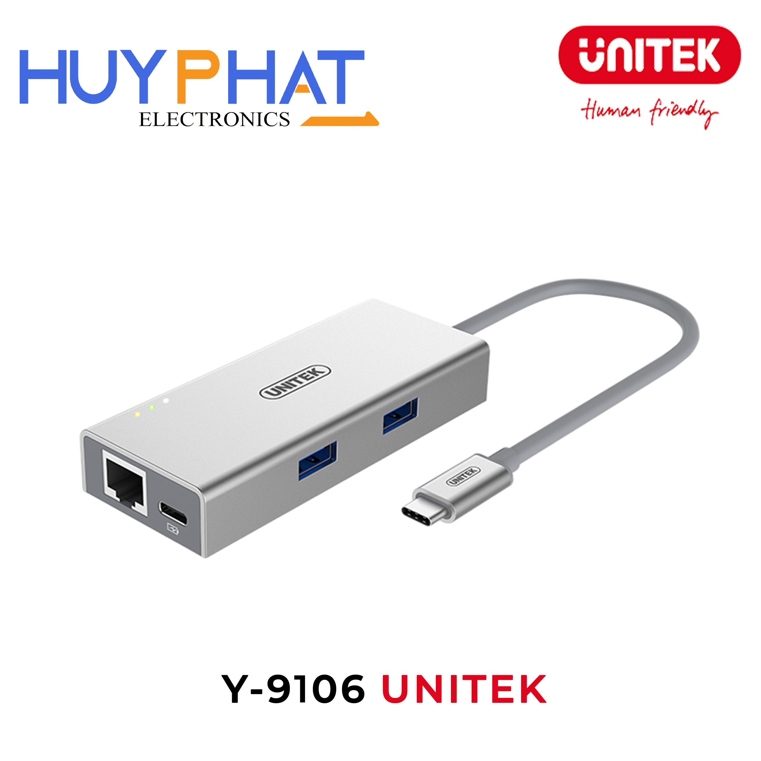 Hub Type-C -> 2 USB 3.0 + LAN UNITEK Y-9106