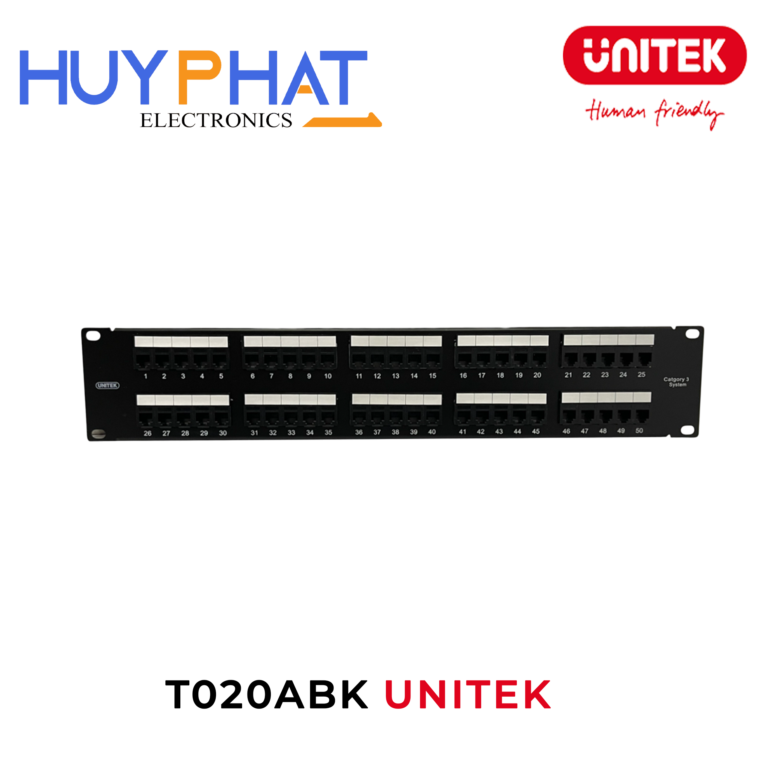 Patch panel 50P RJ11 UNITEK T020ABK