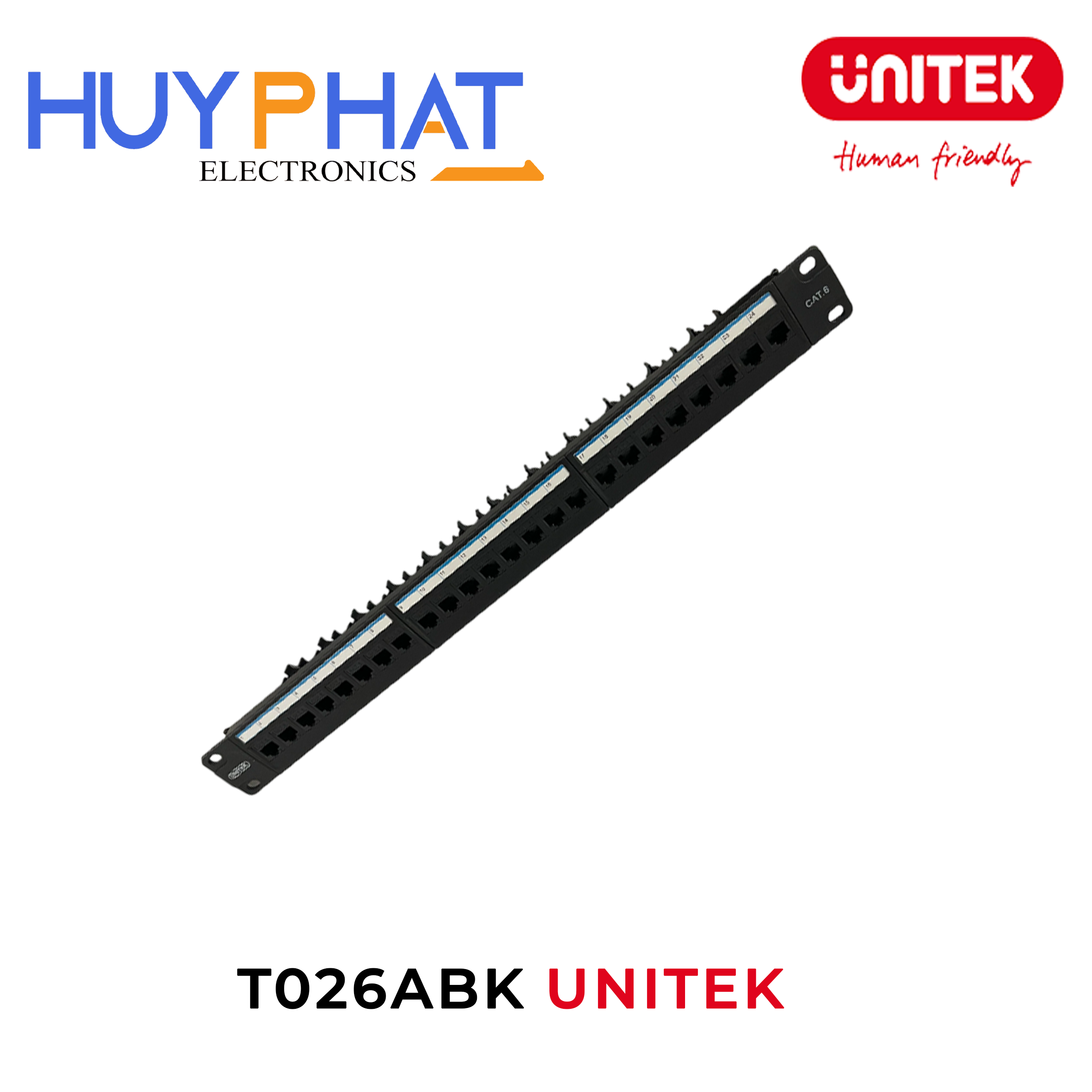 Patch panel 24P Cat6 UNITEK T026ABK