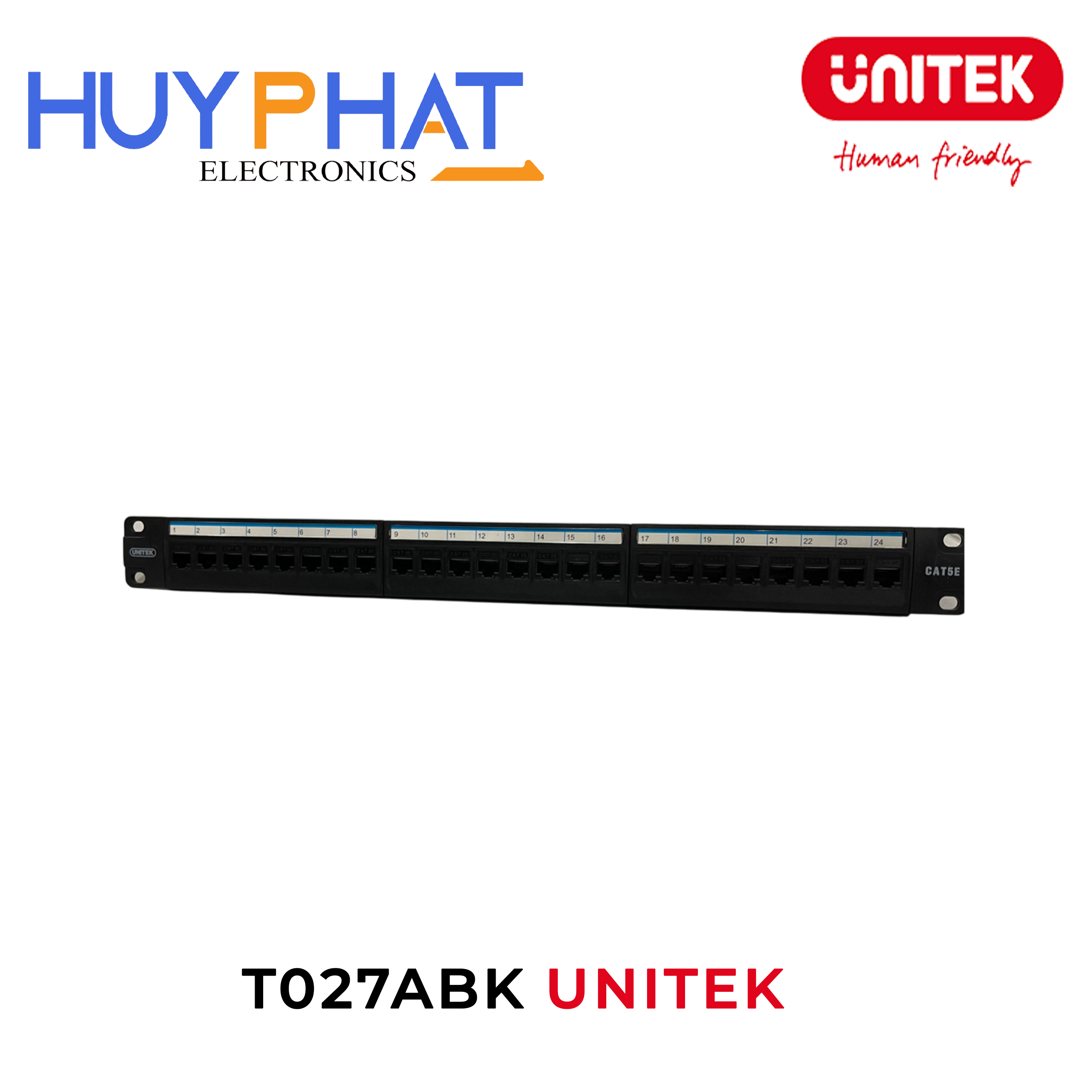 Patch panel 24P Cat5e UNITEK T027ABK