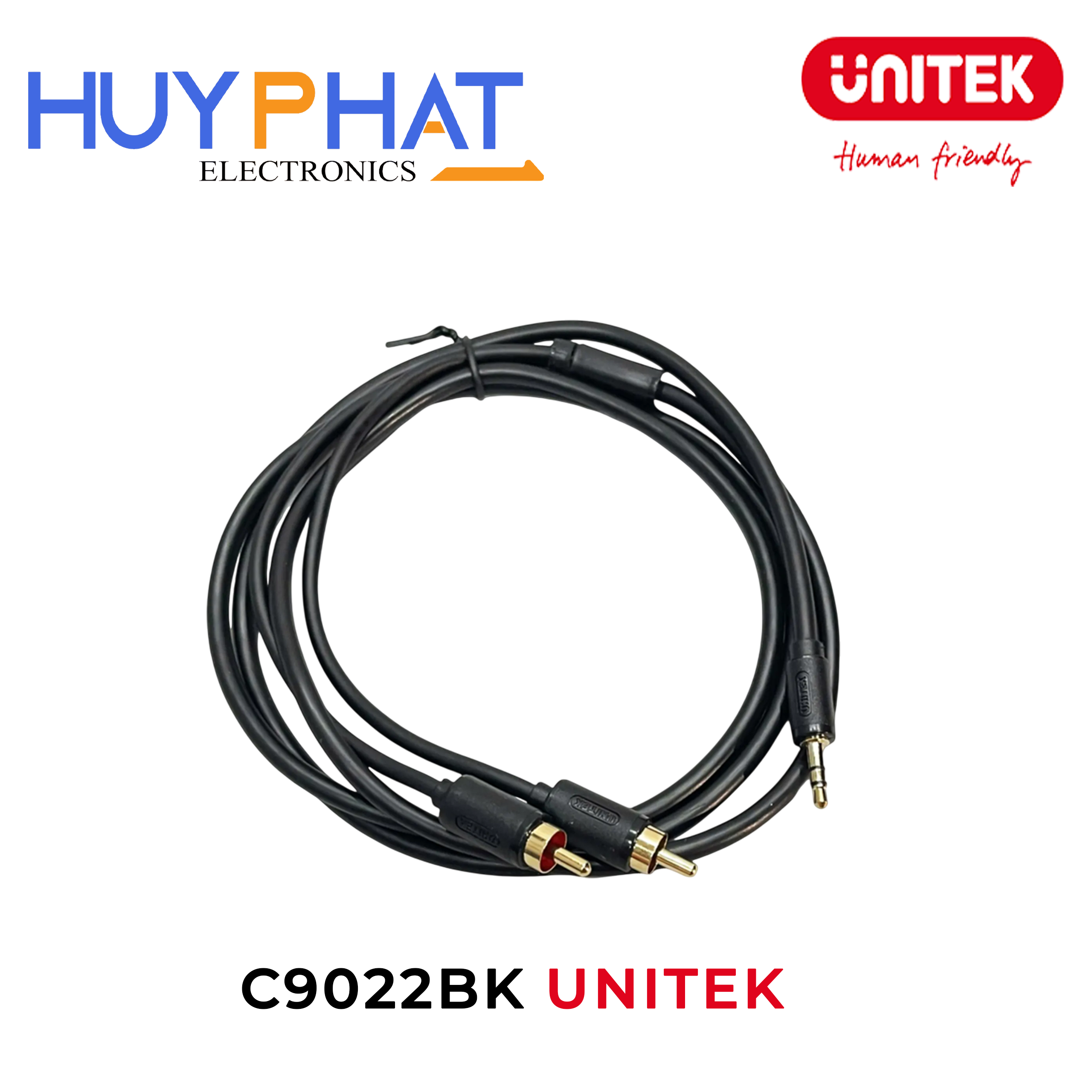 Cáp loa 3.5 ->2 hoa sen dài 3m UNITEK C9022BK