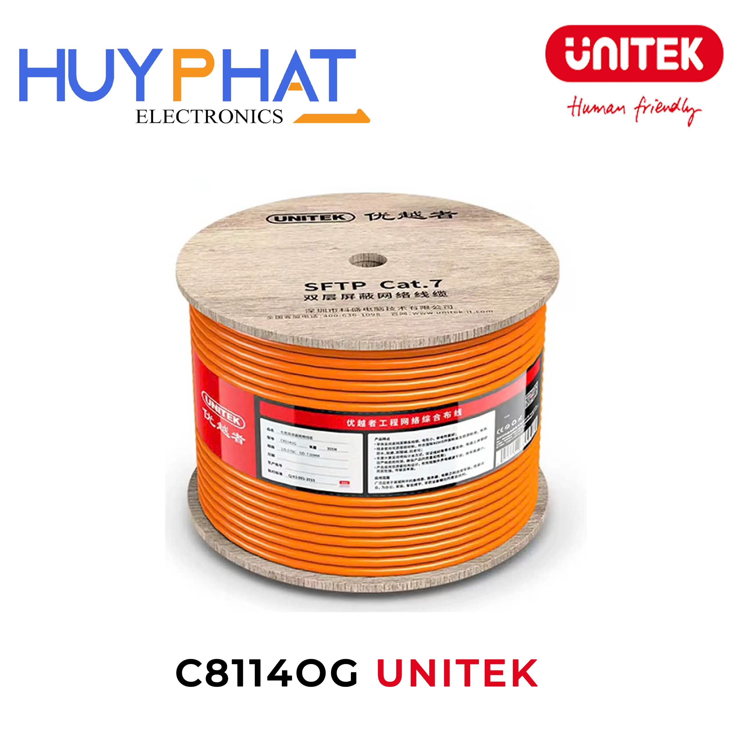 Cáp mạng cuộn 305M UNITEK C8114OG