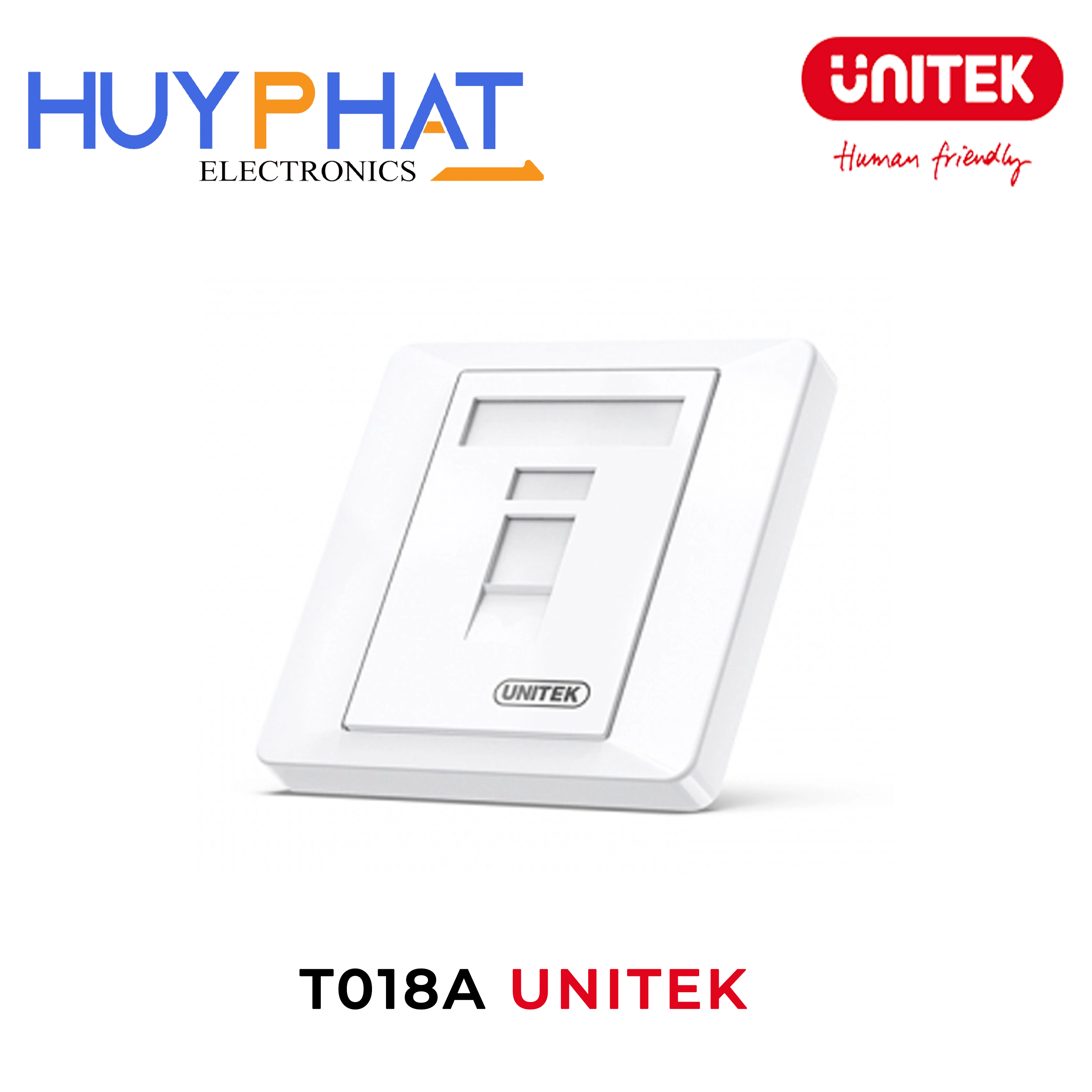 Mặt vuông mạng âm tường 1P UNITEK T018A
