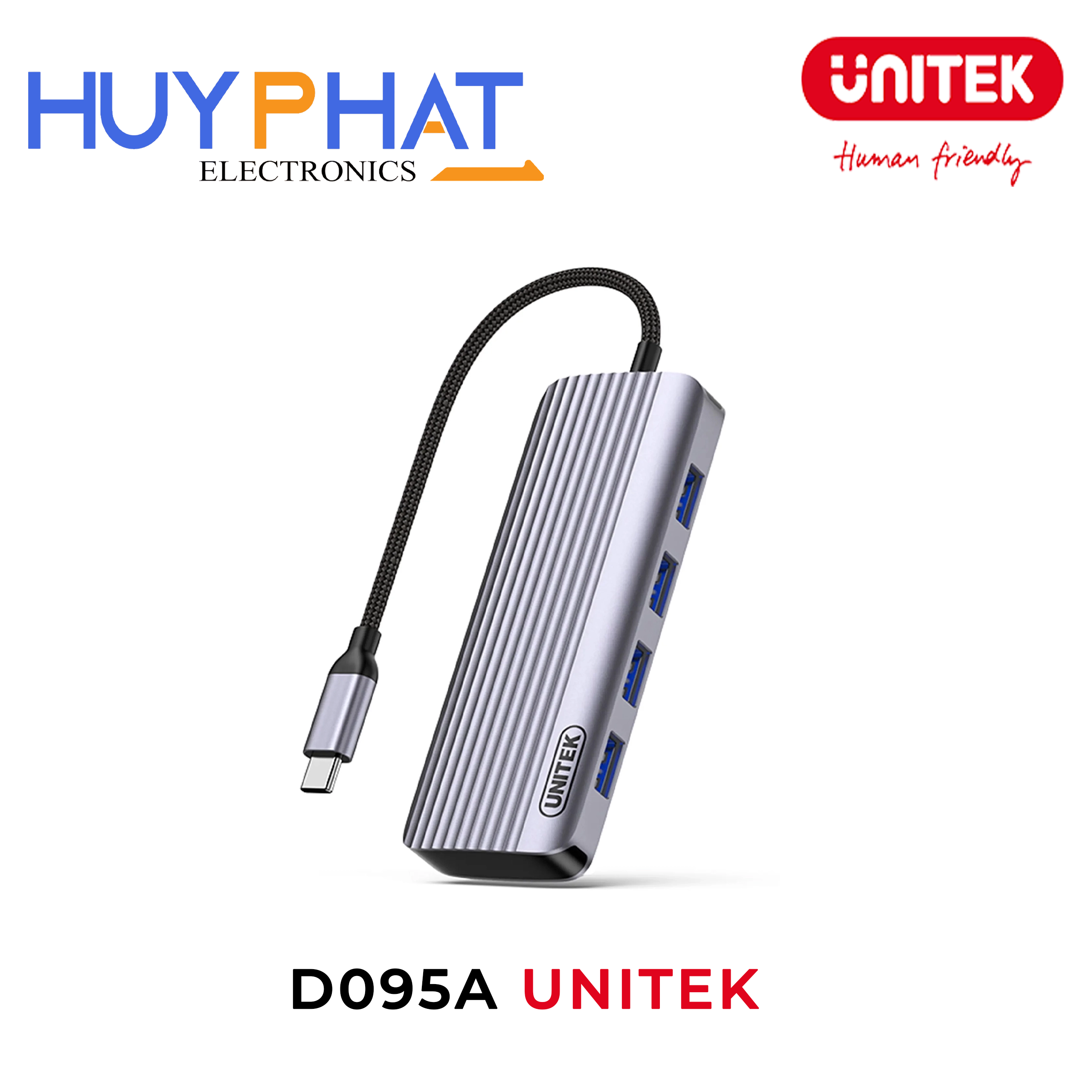 Bộ chuyển đổi 6 cổng Type-C ->USB3.0 + HDMI 4K@30Hz + PD100W UNITEK D095A