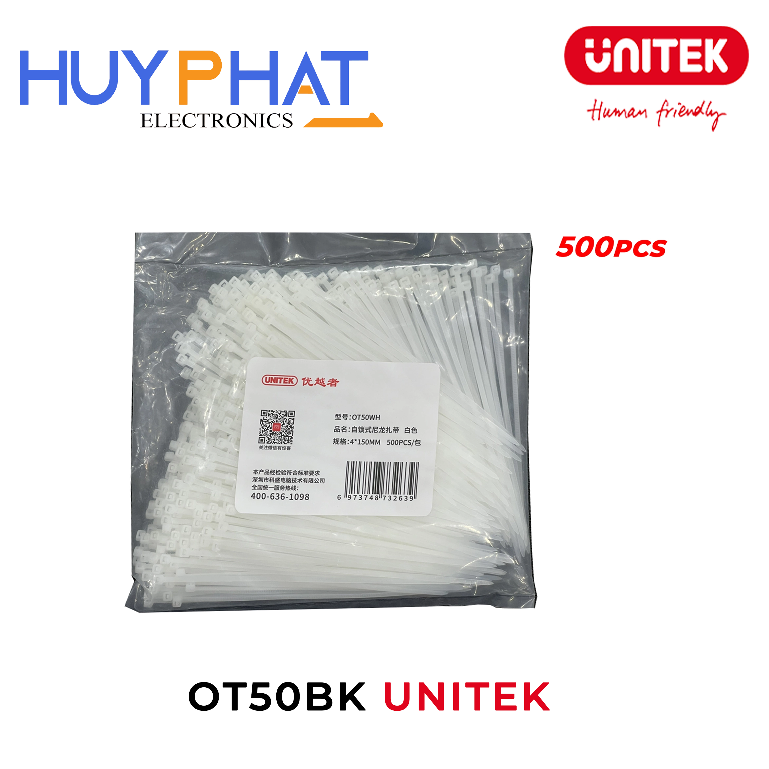 Dây rút 4x150MM UNITEK OT50WH/OT50BK