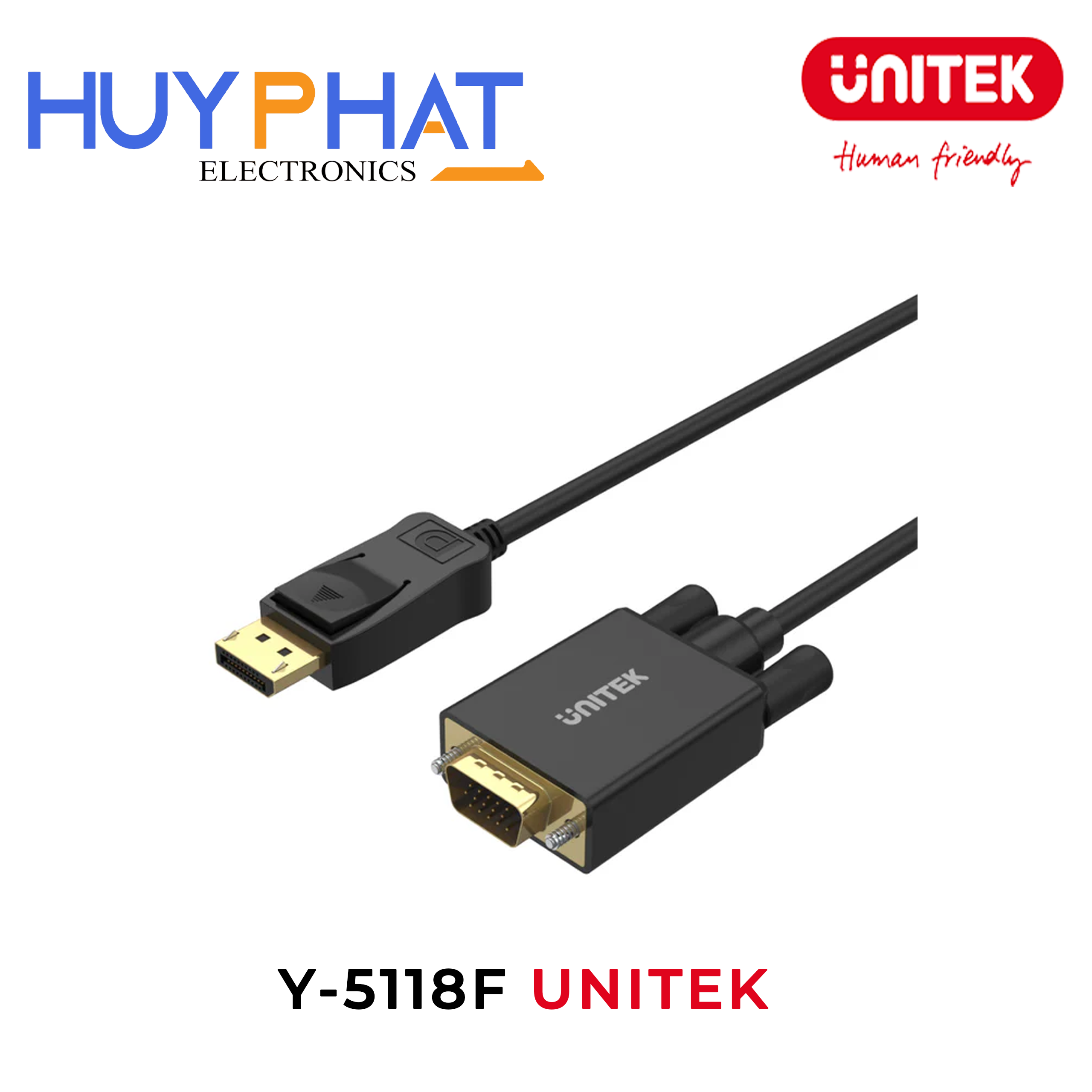 Cáp DisplayPort -> VGA 1080p@60Hz UNITEK Y-5118F