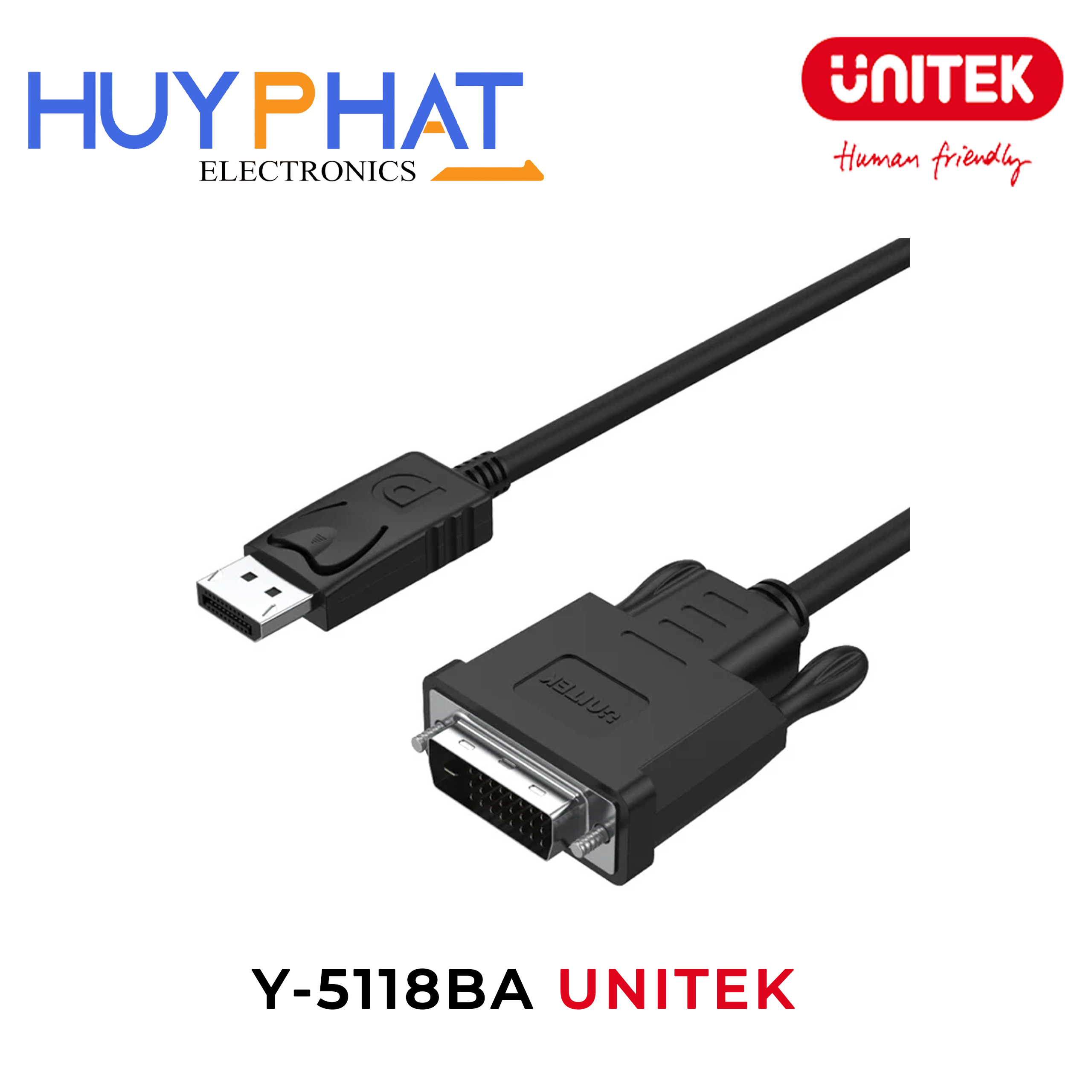 Cáp DisplayPort -> DVI 1080p@60Hz UNITEK Y-5118BA