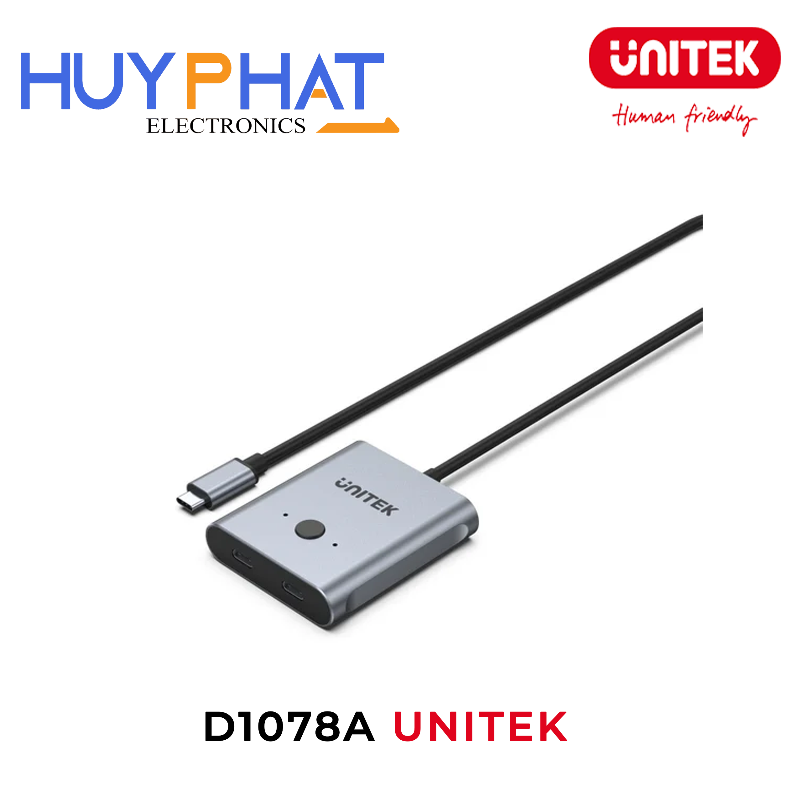 Bộ chuyển đổi 2 cổng Type-C có công tắc 2 chiều dài 0.5M UNITEK D1078A