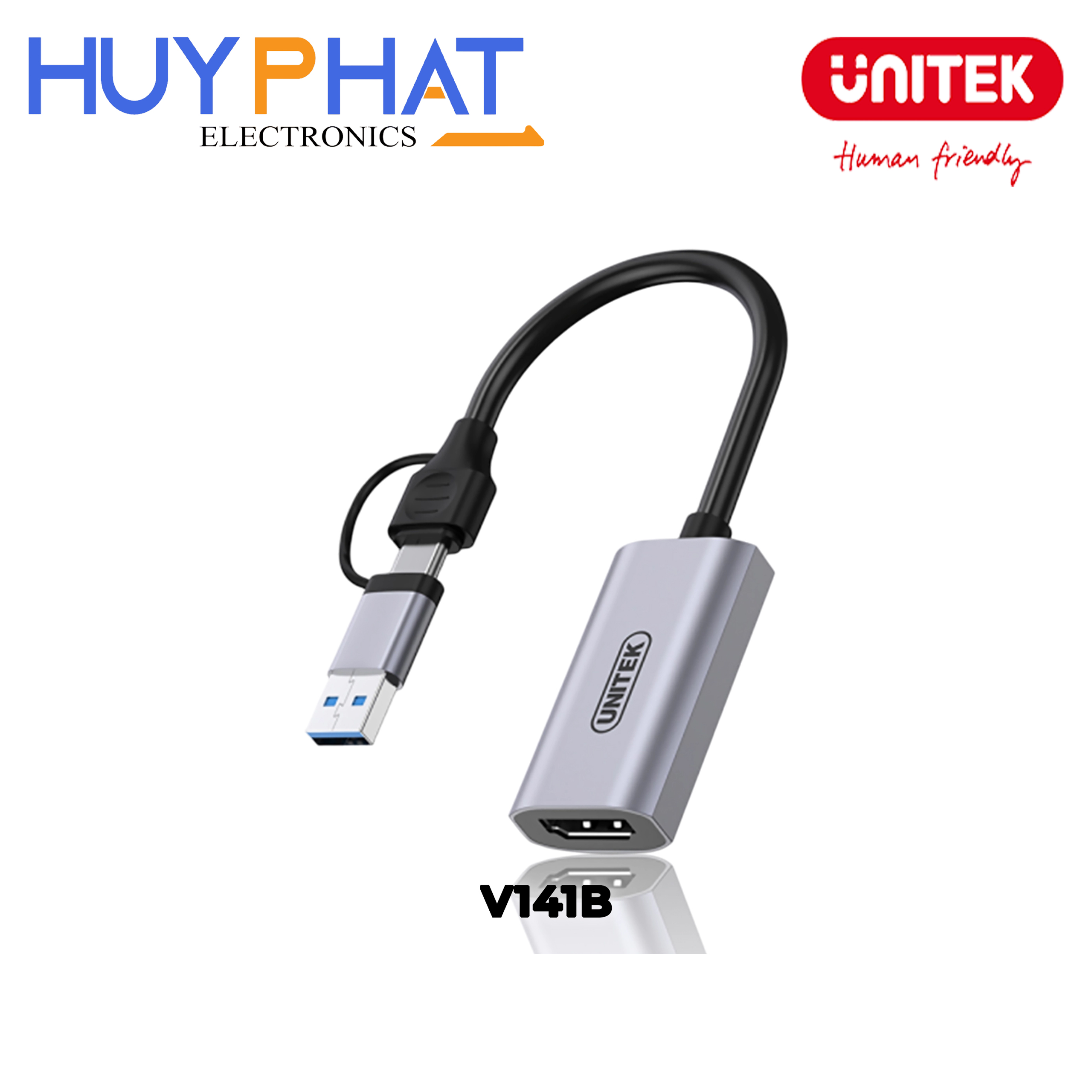 Cáp chuyển đổi USB/Type-C -> HDMI 1080P @60Hz UNITEK V141B